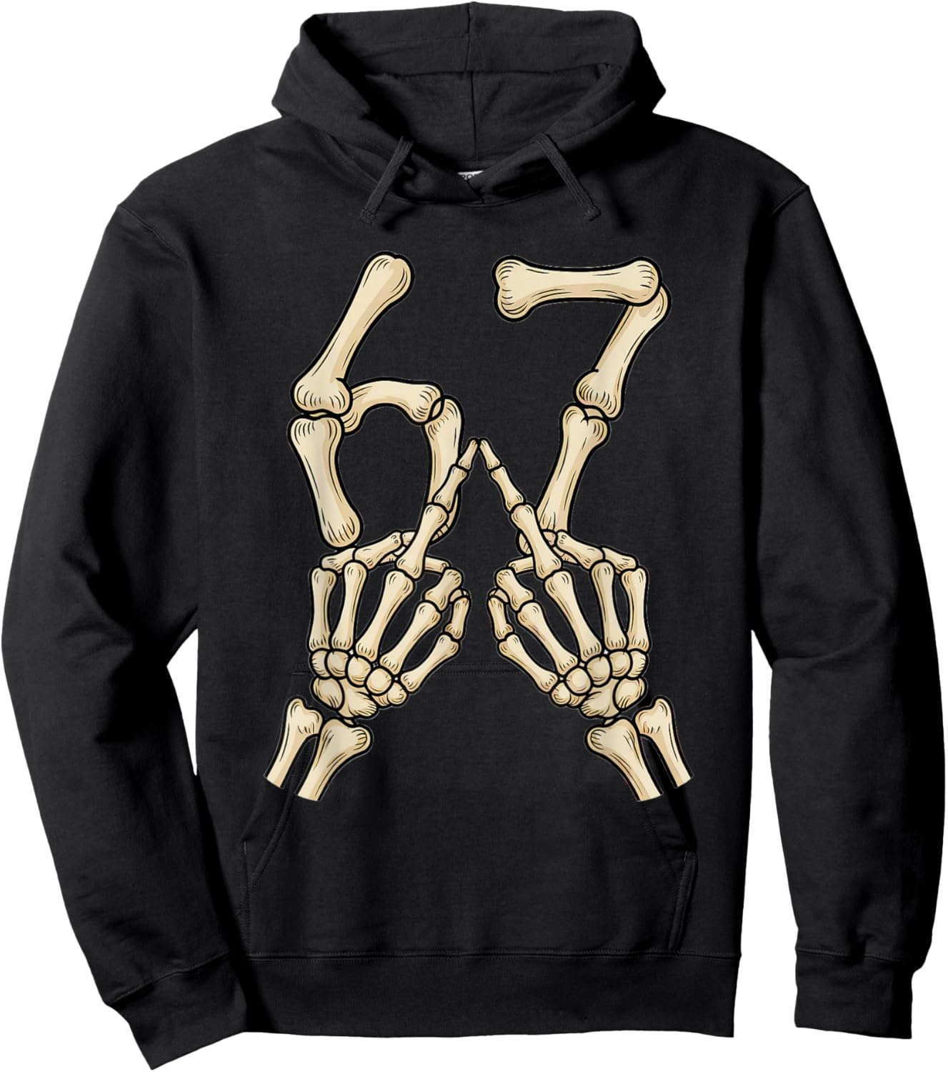 67 Meme Skeleton Hand 6 7 Halloween Six Seven Funny Teens Hoodie - Hoodie | Black