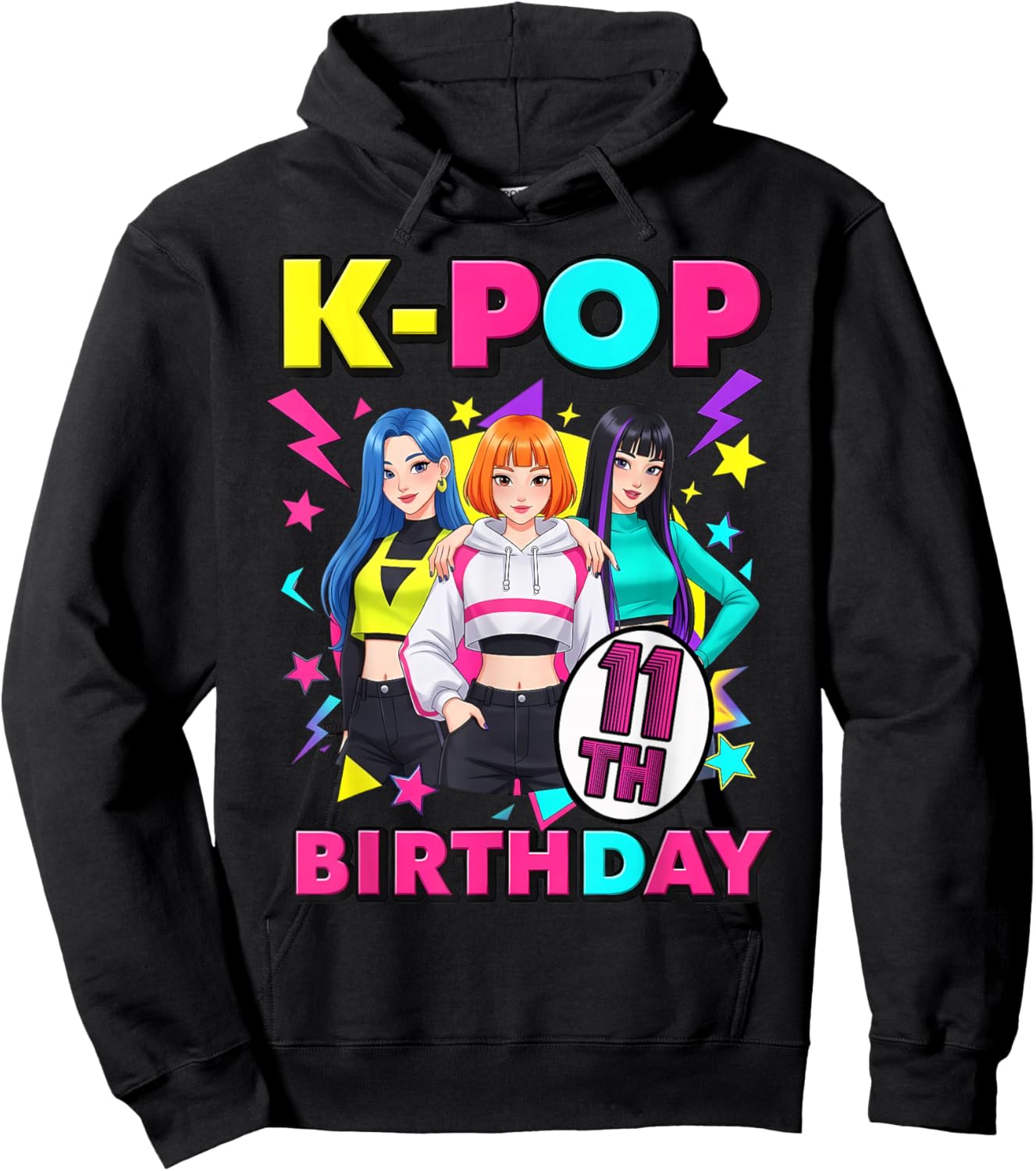 11 Years Old Birthday K Pop Kids 11th Birthday Girls K-pop Hoodie - Hoodie | Black