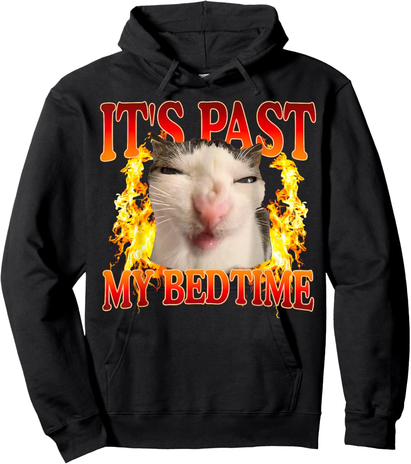 Funny Cat Meme It's Past My Bedtime Humor Men Women Hoodie - Hoodie | Black