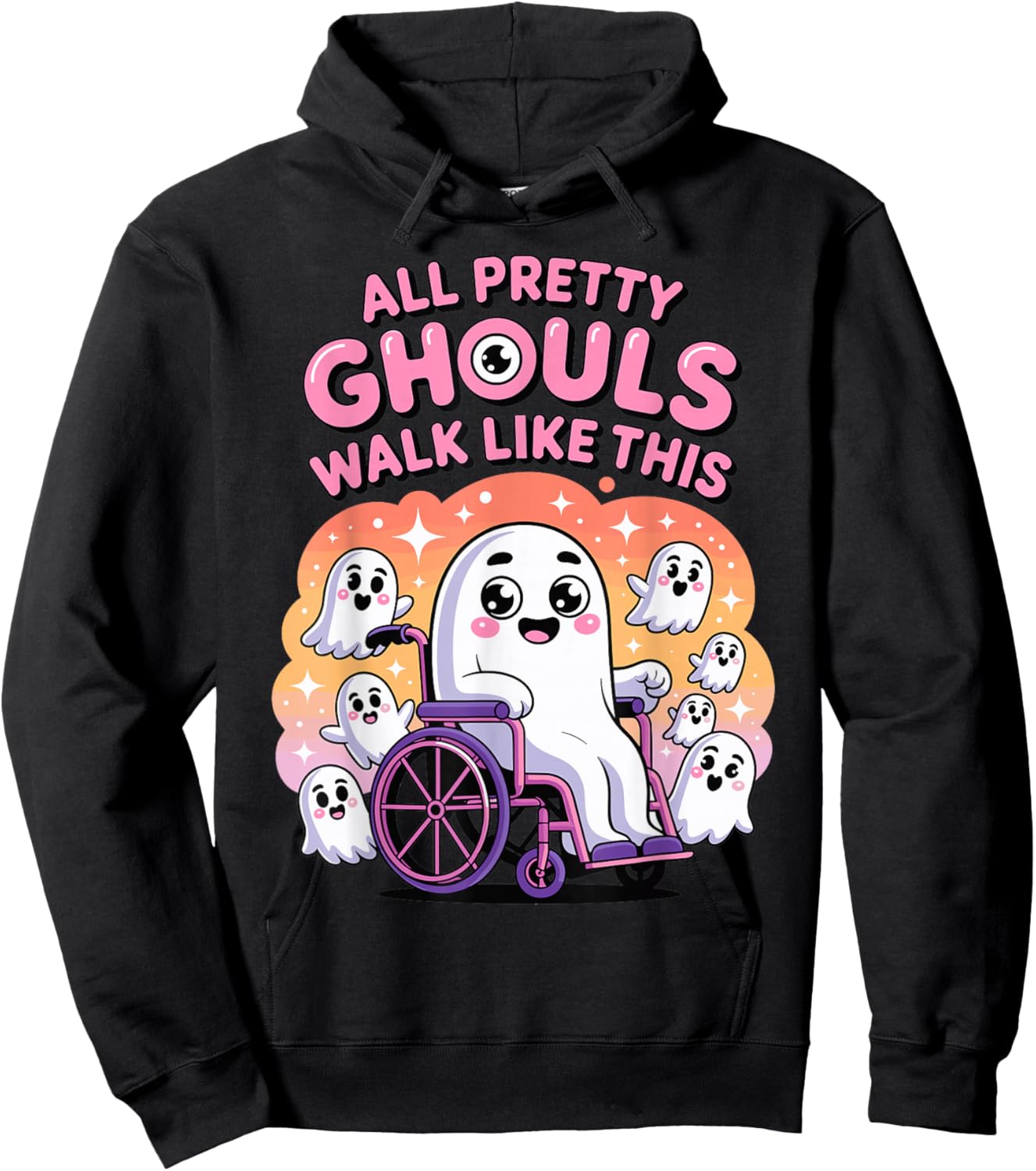 Halloween Wheelchair Costume Handicap Joke Ghouls Walk Like Hoodie - Hoodie | Black