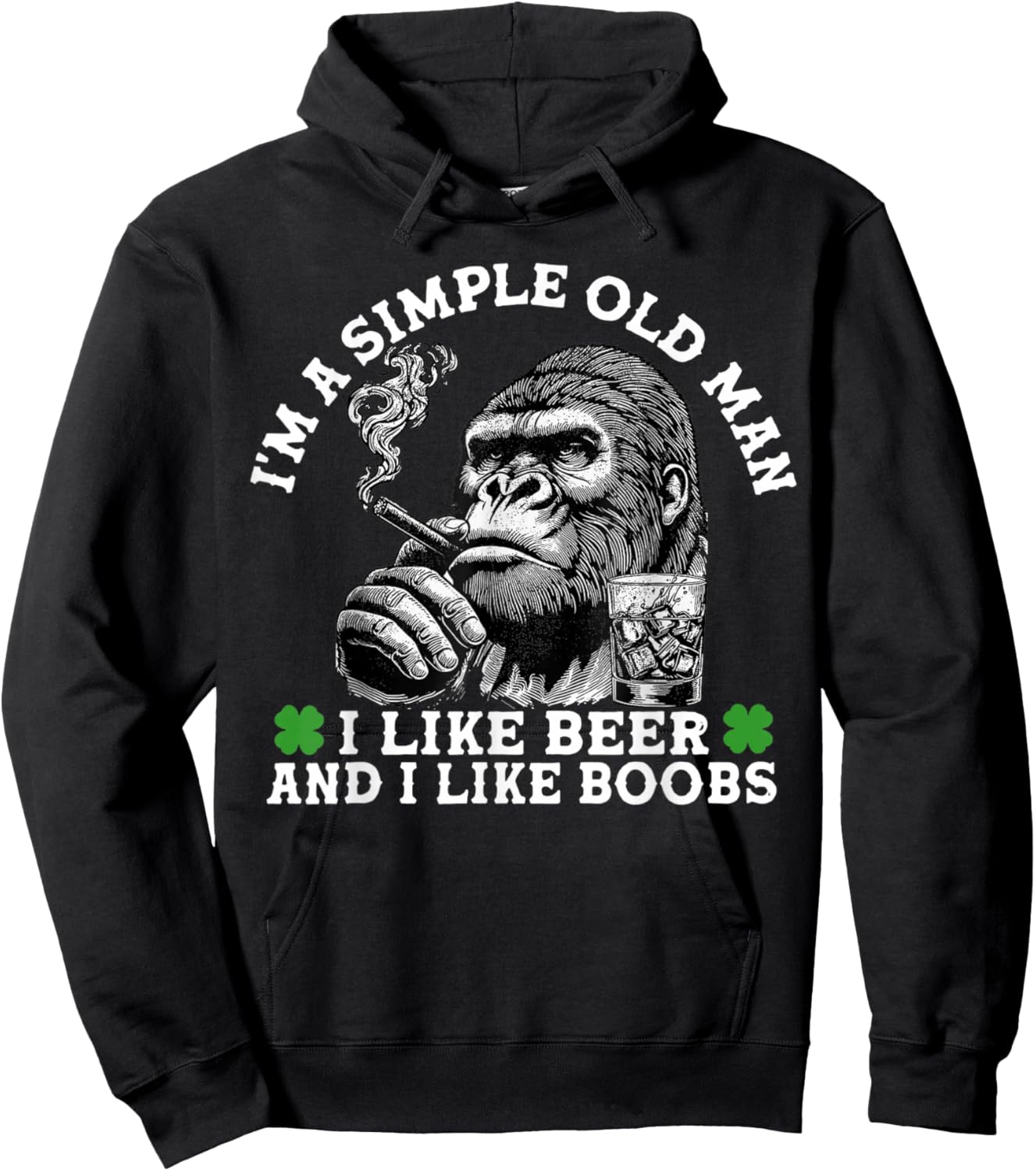 I'm A Simple Old Man I Like Beer and I Like Boobs Monkey Hoodie - Hoodie | Black
