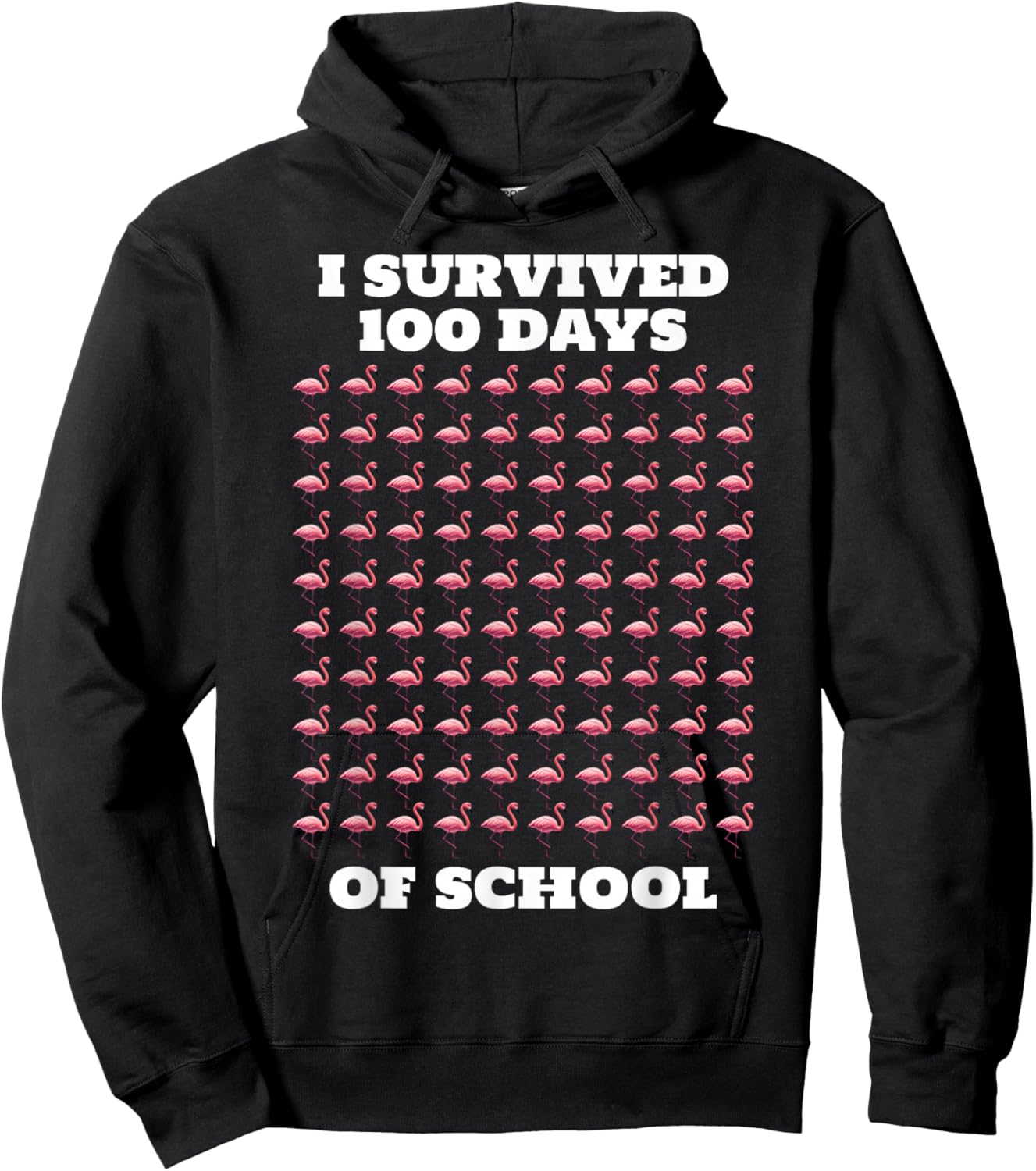 Funny Pink Flamingos 100 Days of School Hoodie - Hoodie | Black