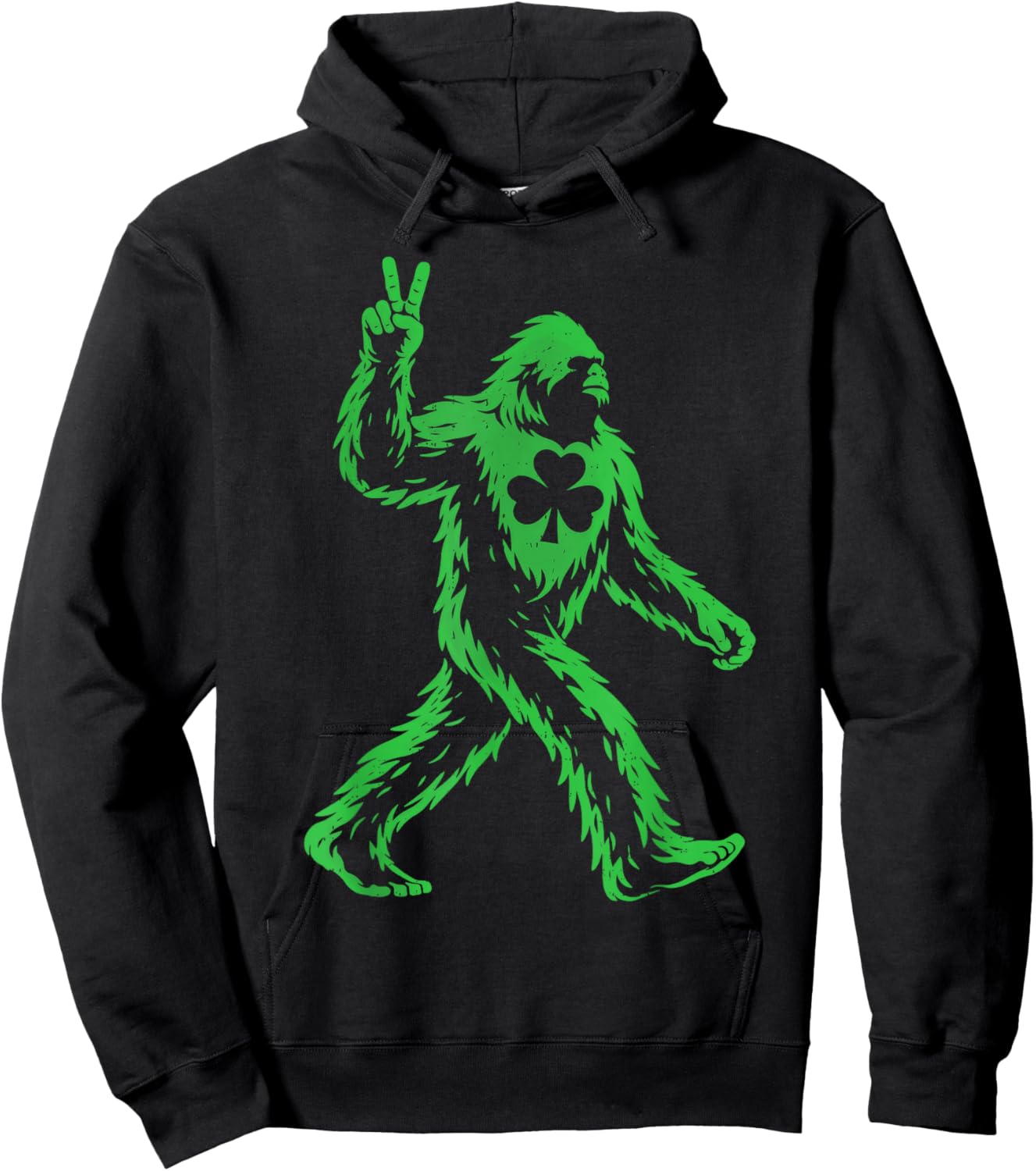 Bigfoot Hippie Shamrock Sasquatch St Patricks Day Boys Hoodie - Hoodie | Black