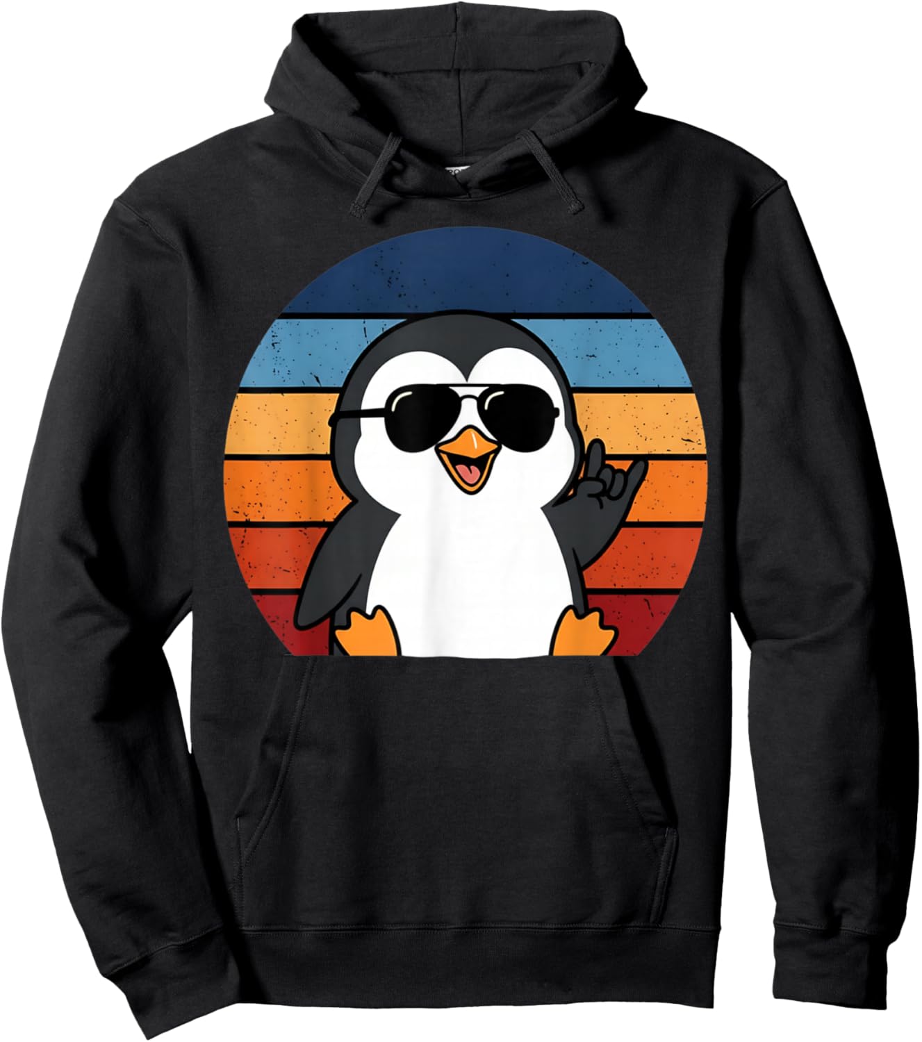 Funny Retro Vintage Penguin Rock Music Animal Boys Hoodie - Hoodie | Black