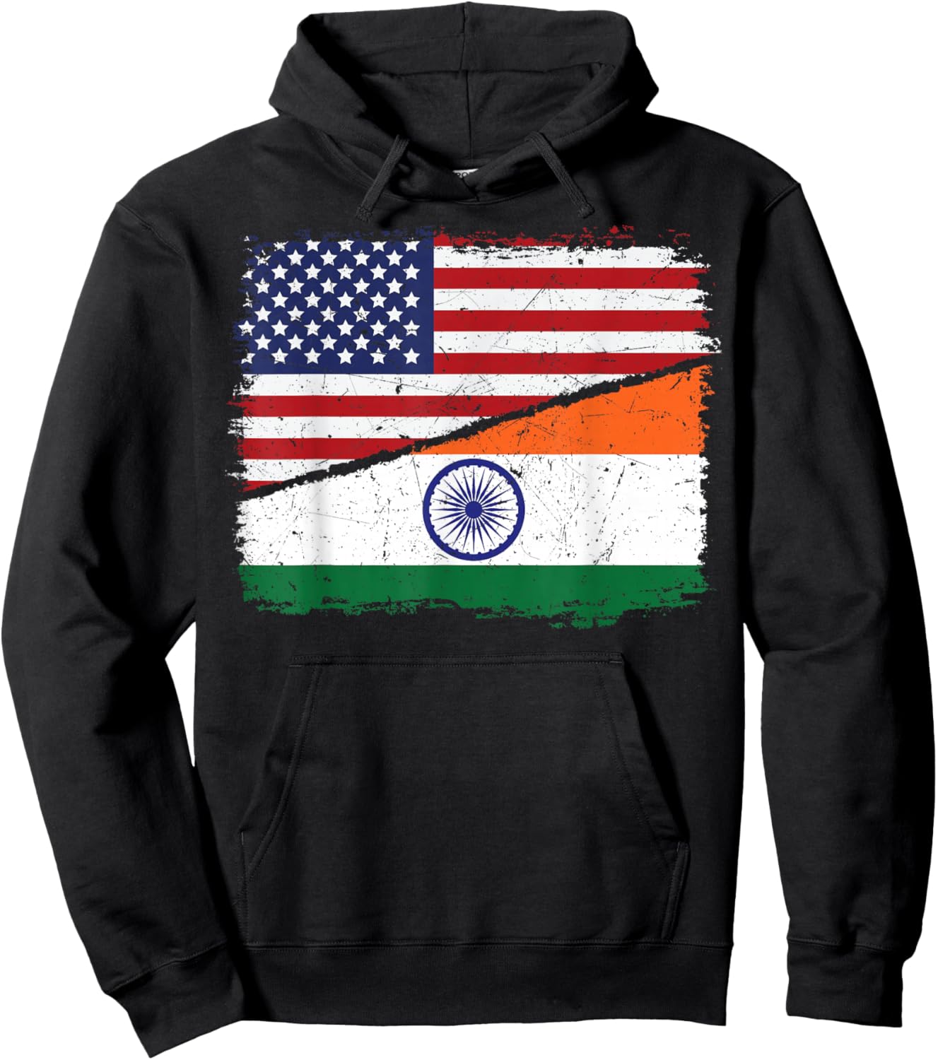 Half American Half Indian USA Flag India Flag Patriotic Hoodie - Hoodie | Black