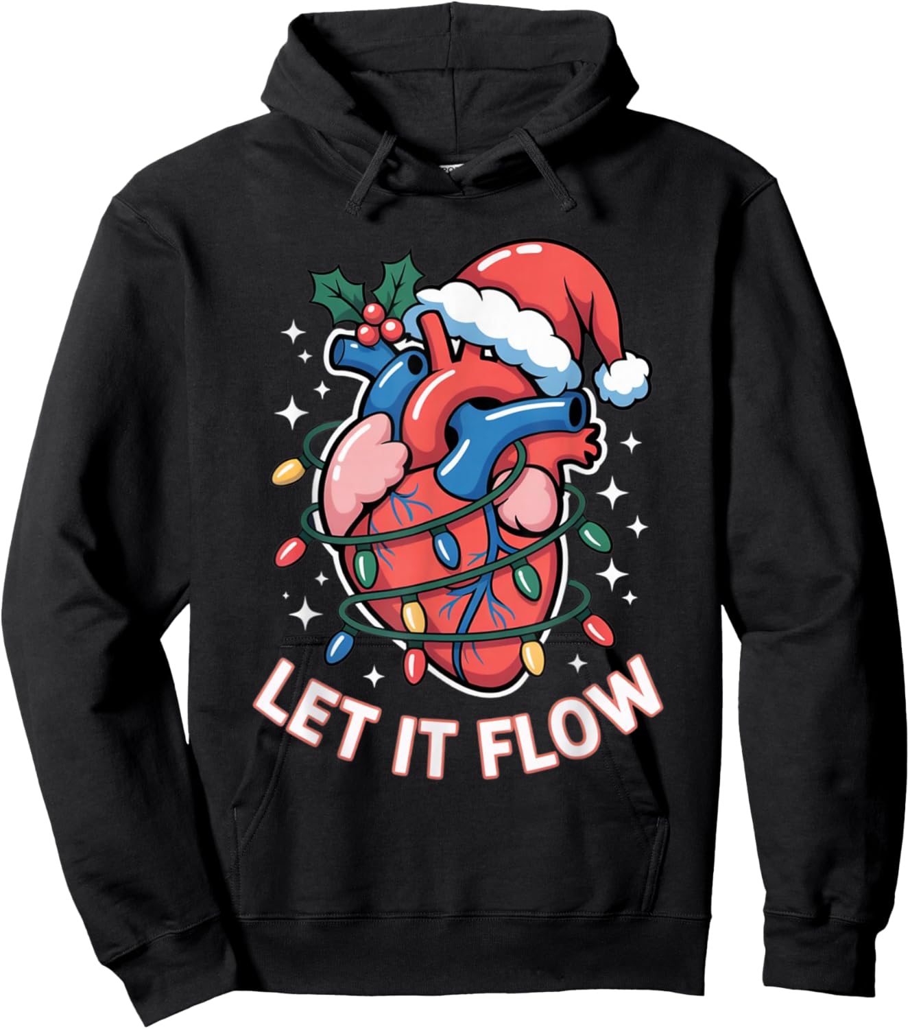 Let It Flow Funny Cardiology Christmas Design Hoodie - Hoodie | Black