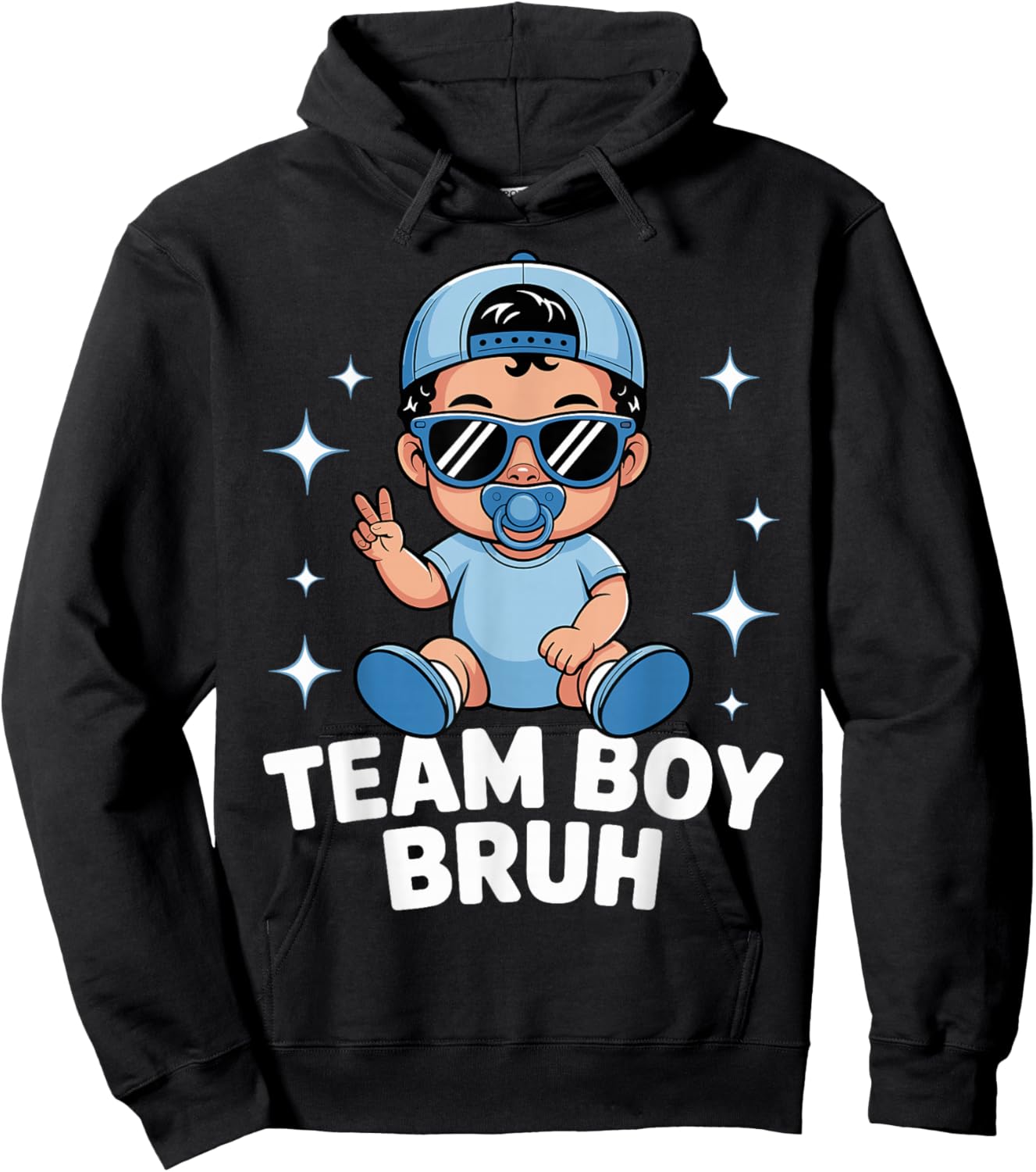 Team Boy Bruh Baby Announcement Gender Reveal Family Party Hoodie - Hoodie | Black