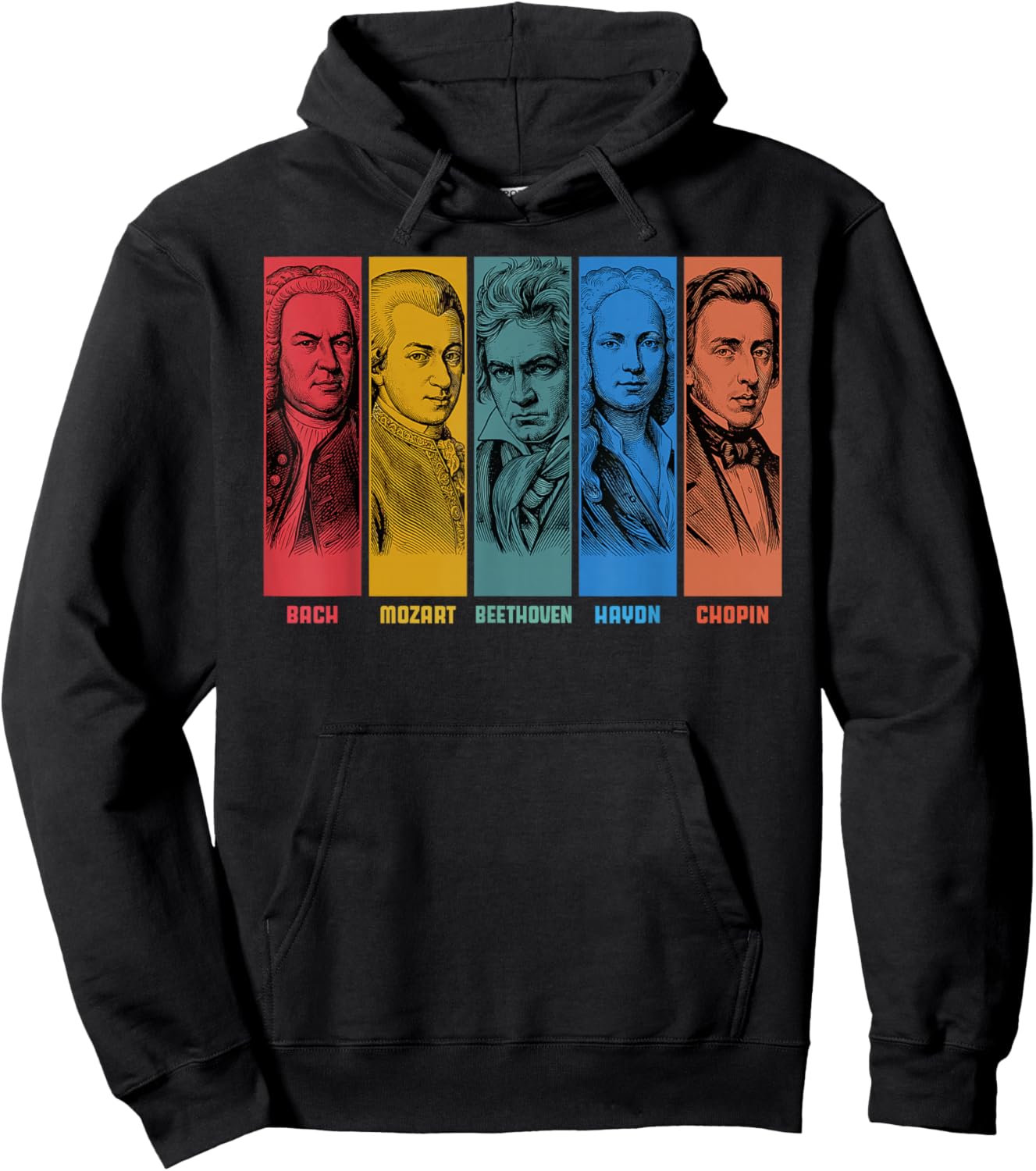 Classical Music Composers Bach Mozart Beethoven Haydn Chopin Hoodie - Hoodie | Black
