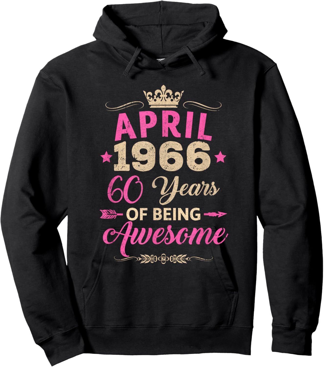 April 1966 60 Years of Being Awesome Retro 60Th Birthday Hoodie - Hoodie | Black