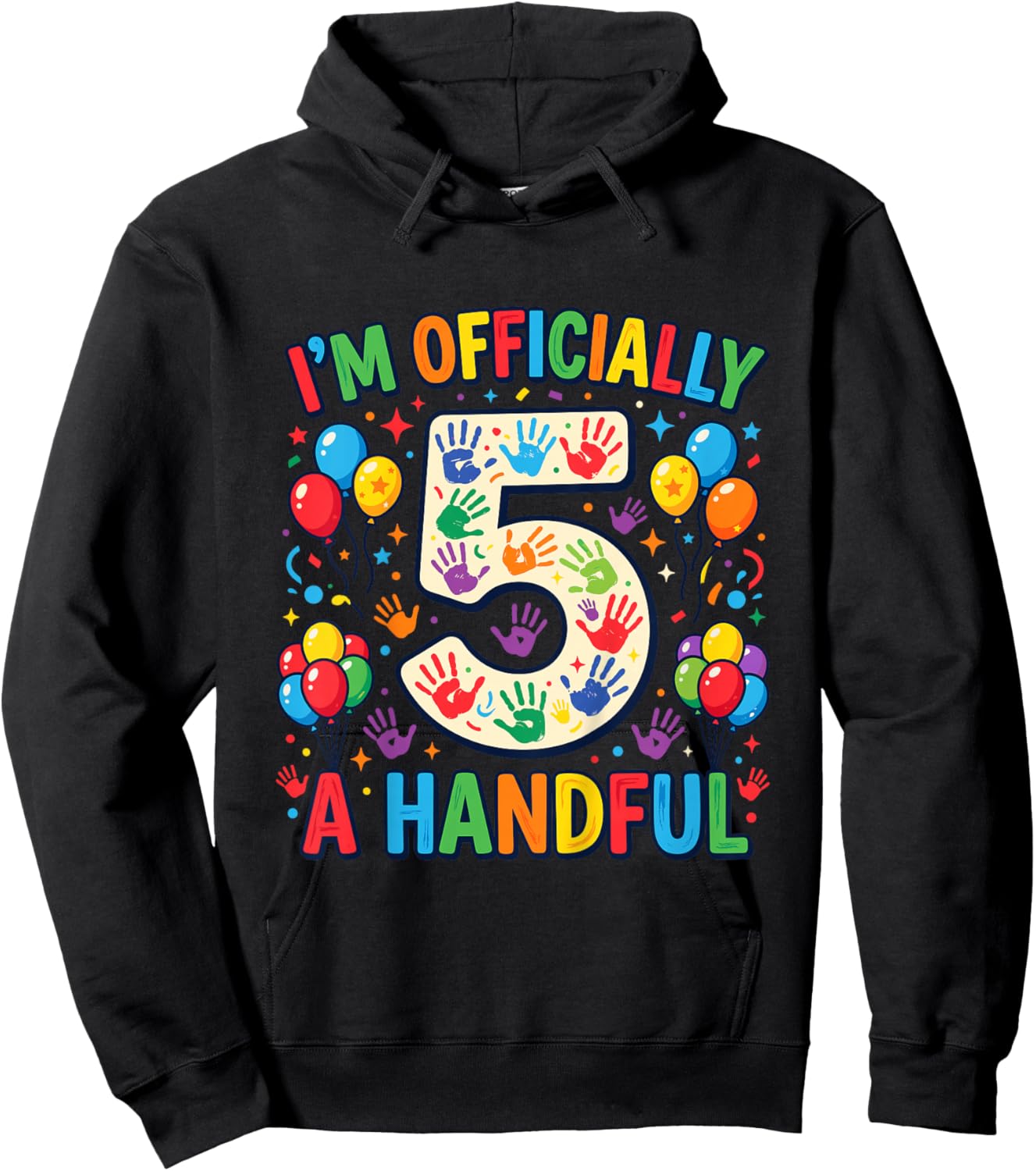 Officially A Handful 5th Birthday 5 Years Old Hoodie - Hoodie | Black