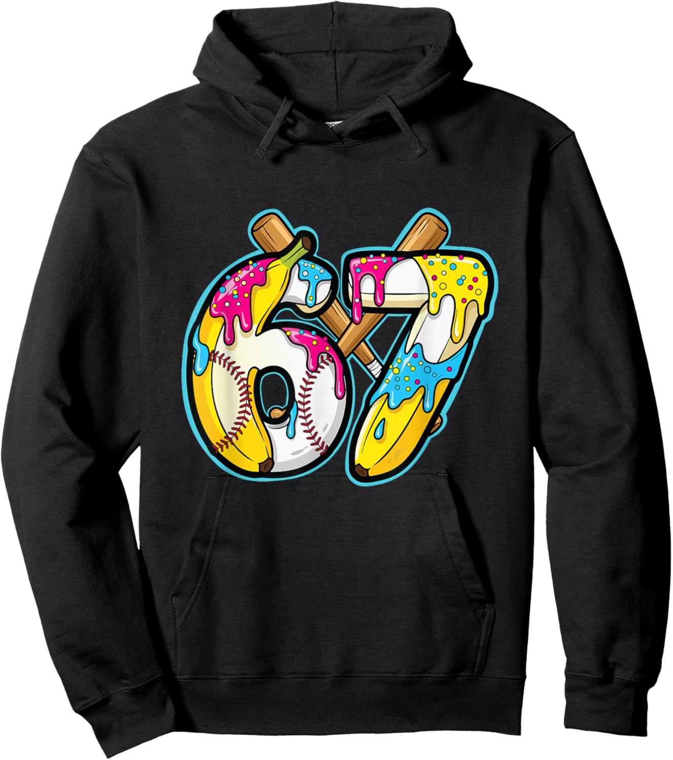 Funny Banana 67 Ice Cream Drip Meme Six Seven Gen Alpha Art Hoodie - Hoodie | Black
