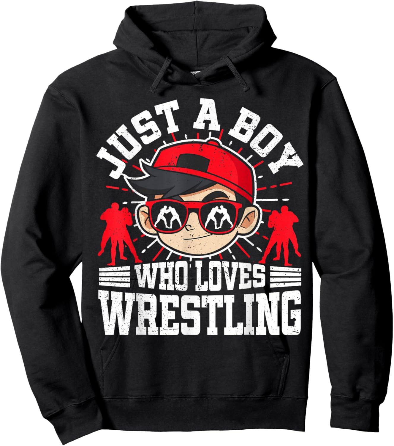 Just A Boy Who Loves Wrestling, Boys & Kids, Wrestler Hoodie - Hoodie | Black