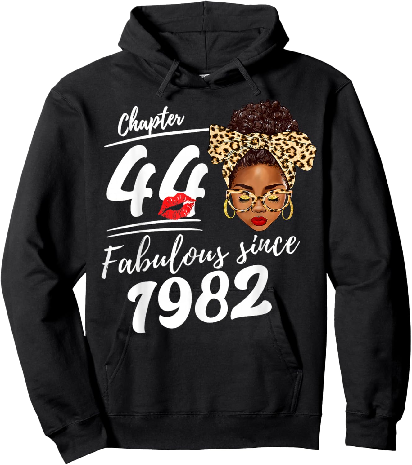 It's My 44th Birthday Black Melanin Afro Queen Leopard Women Hoodie - Hoodie | Black