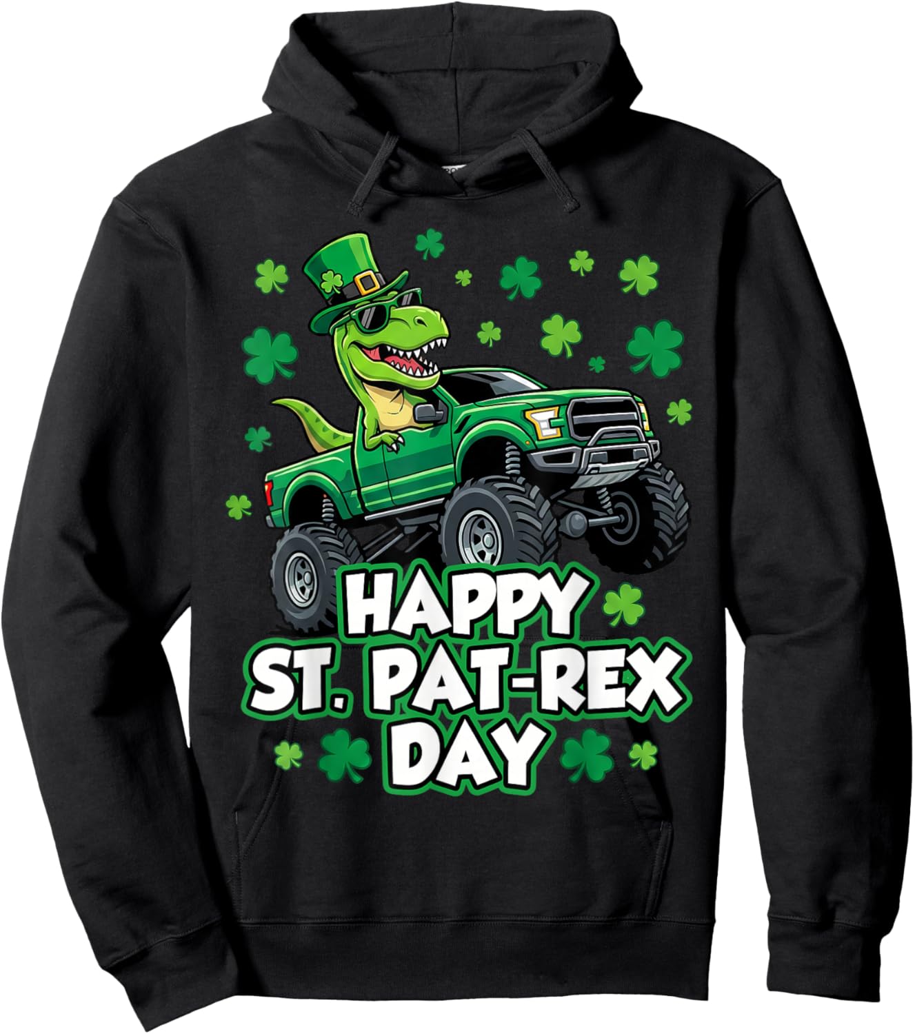 Happy St Pat Trex Day Dino St Patricks Day Toddler Boys Hoodie - Hoodie | Black