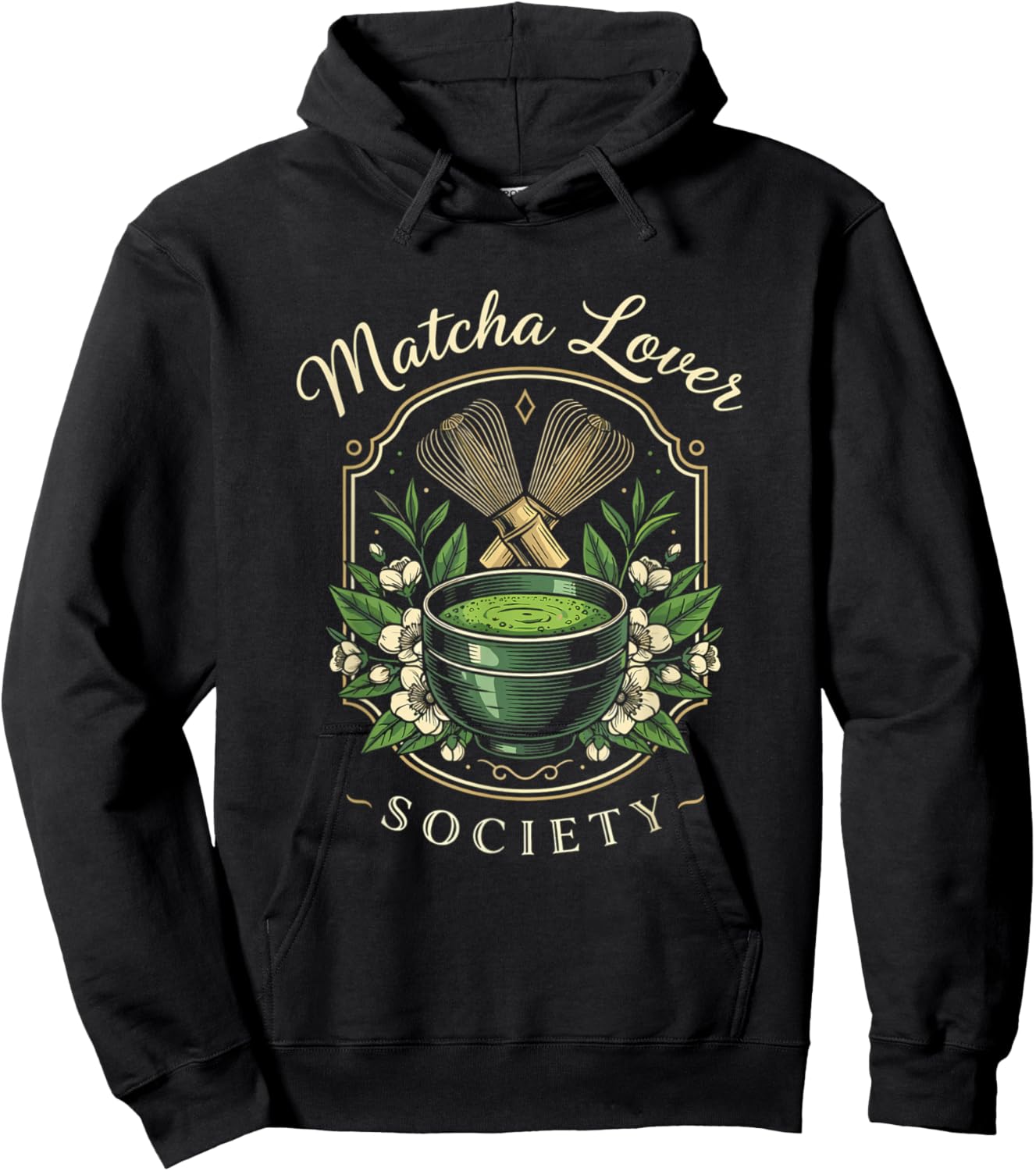 Matcha Lover Society Elegant Tea Aesthetic Zen Art Hoodie - Hoodie | Black