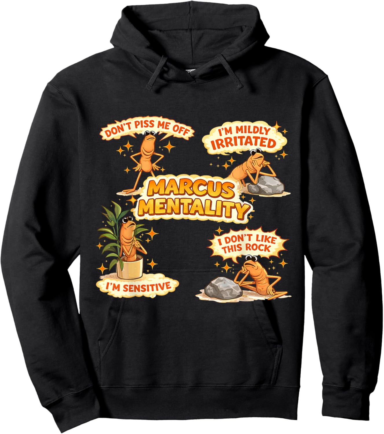 Marcus The Worm Funny I'm Mildly Irritated Meme Hoodie - Hoodie | Black