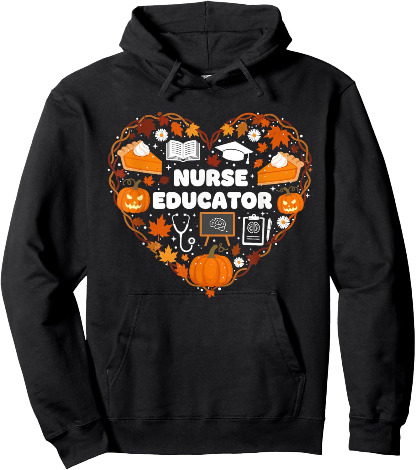 Nurse Educator Heart Autumn Thanksgiving Kids Hoodie - Hoodie | Black