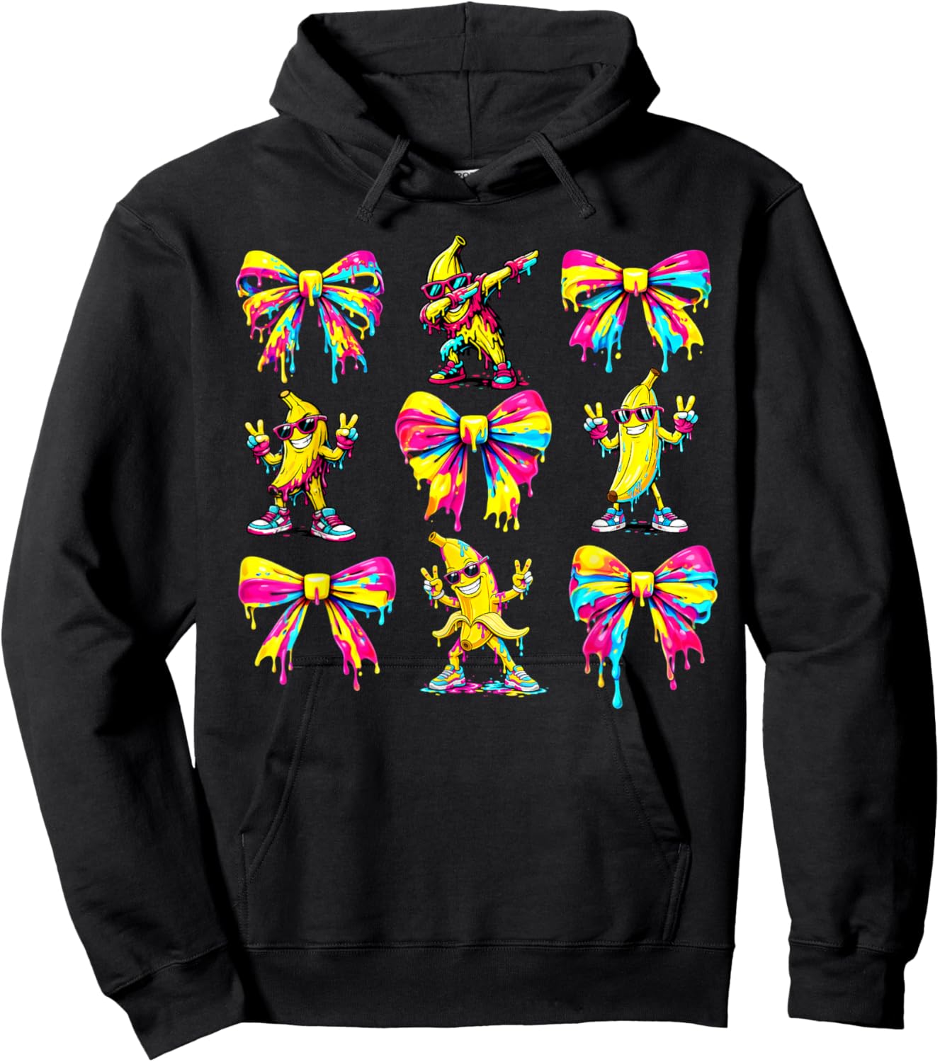 Banana Coquette Bow Drip Kids Men Women Youth Boys Girls Hoodie - Hoodie | Black