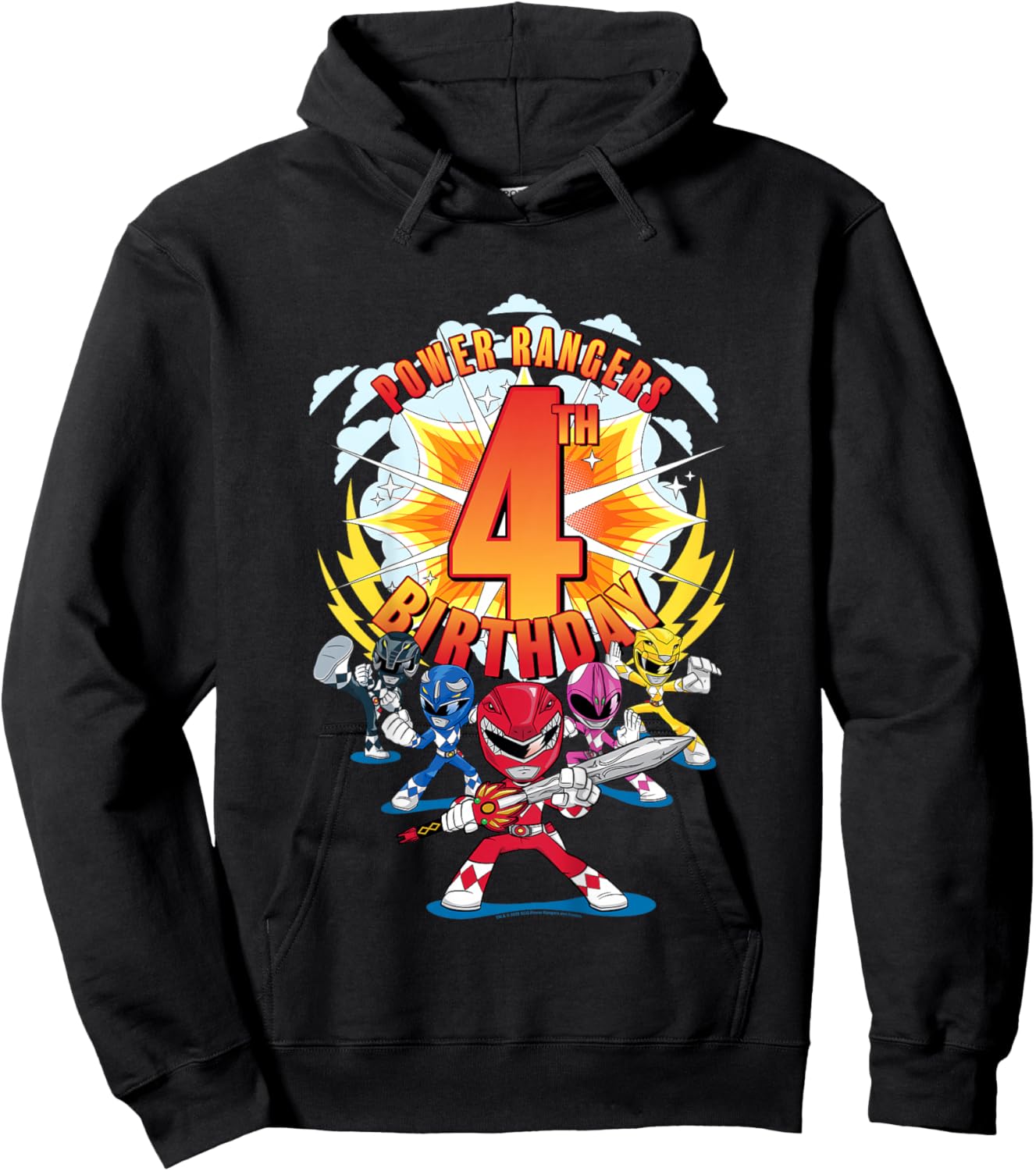 Power Rangers Awesome 4th Birthday Mini Action Shot Hoodie - Hoodie | Black