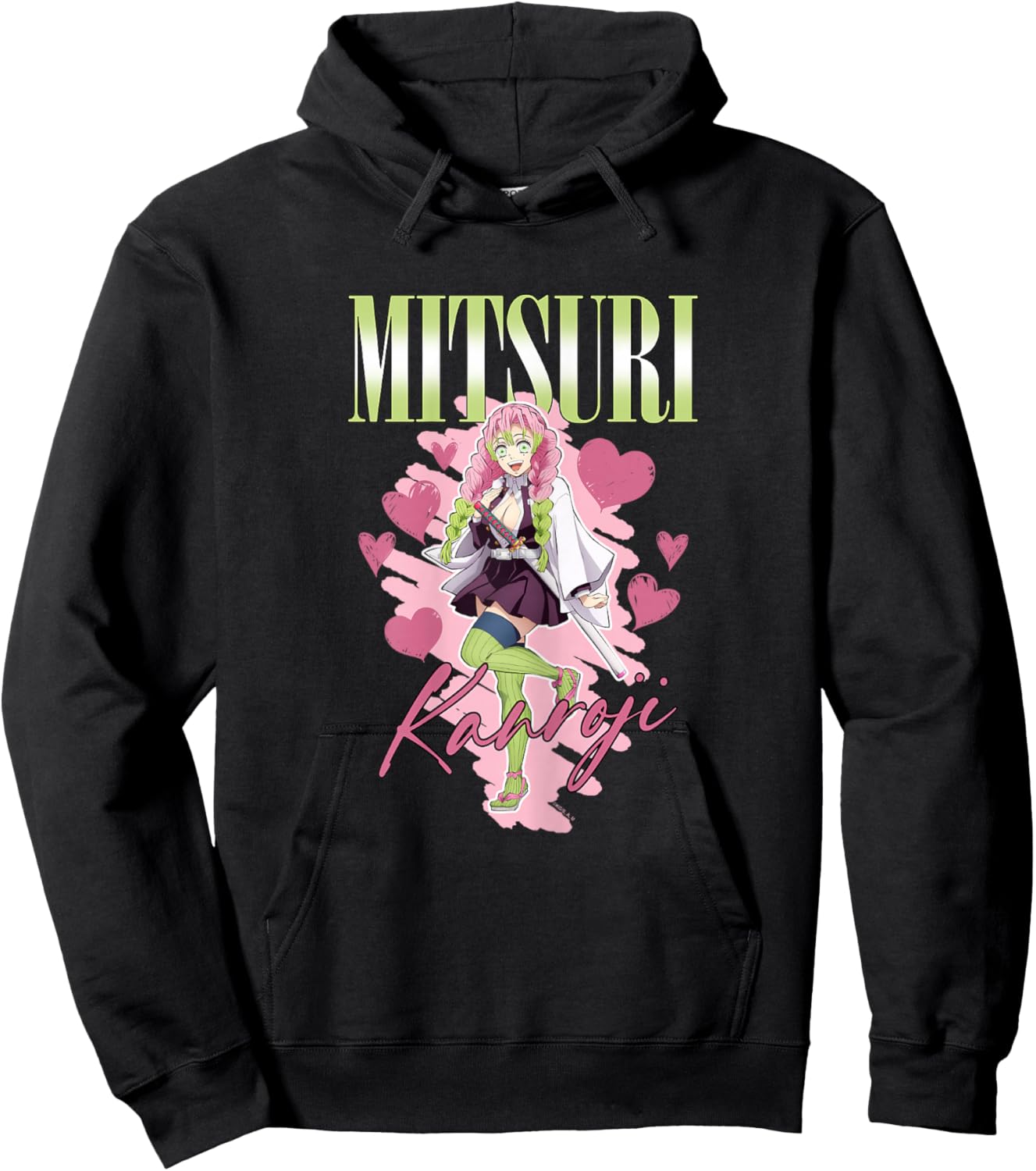 Demon Slayer: Kimetsu no Yaiba Mitsuri Kanroji Love Heart Hoodie - Hoodie | Black