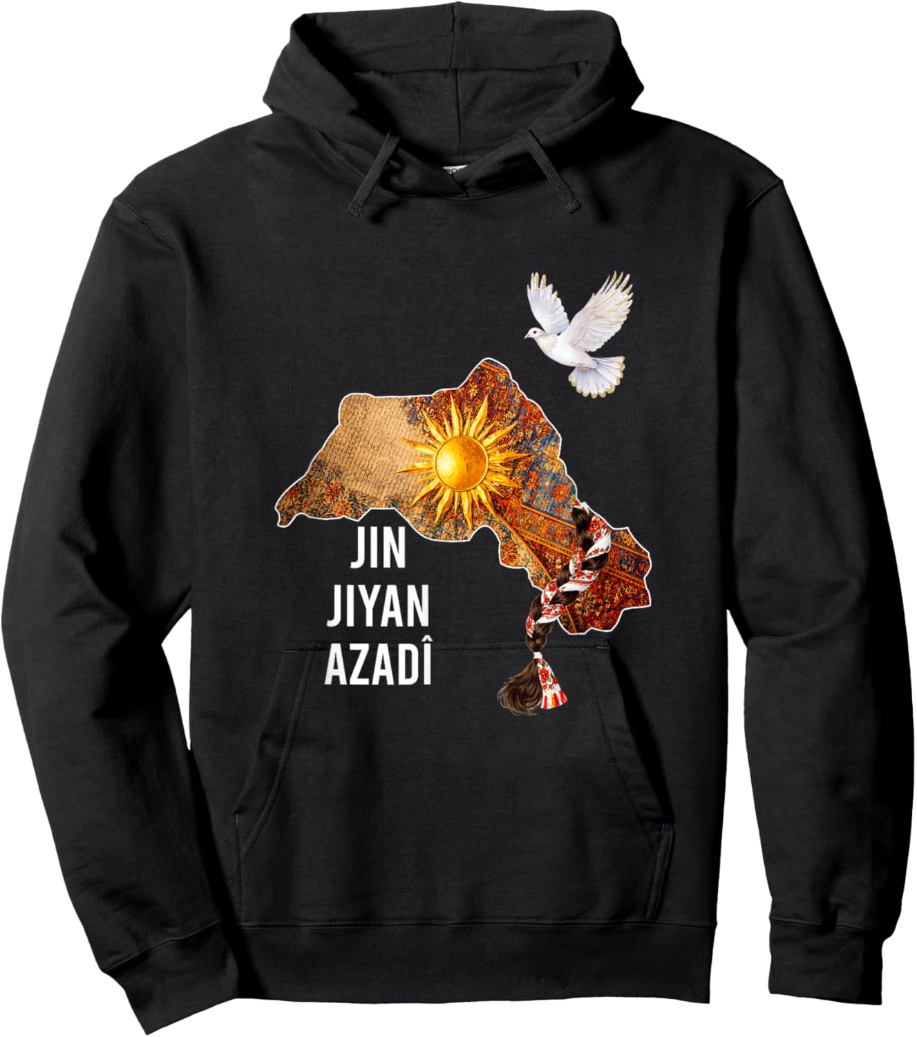 Kurdistan Nowruz, Jin, Jiyan, Azadî Rojava i Love Kurdistan Hoodie - Hoodie | Black