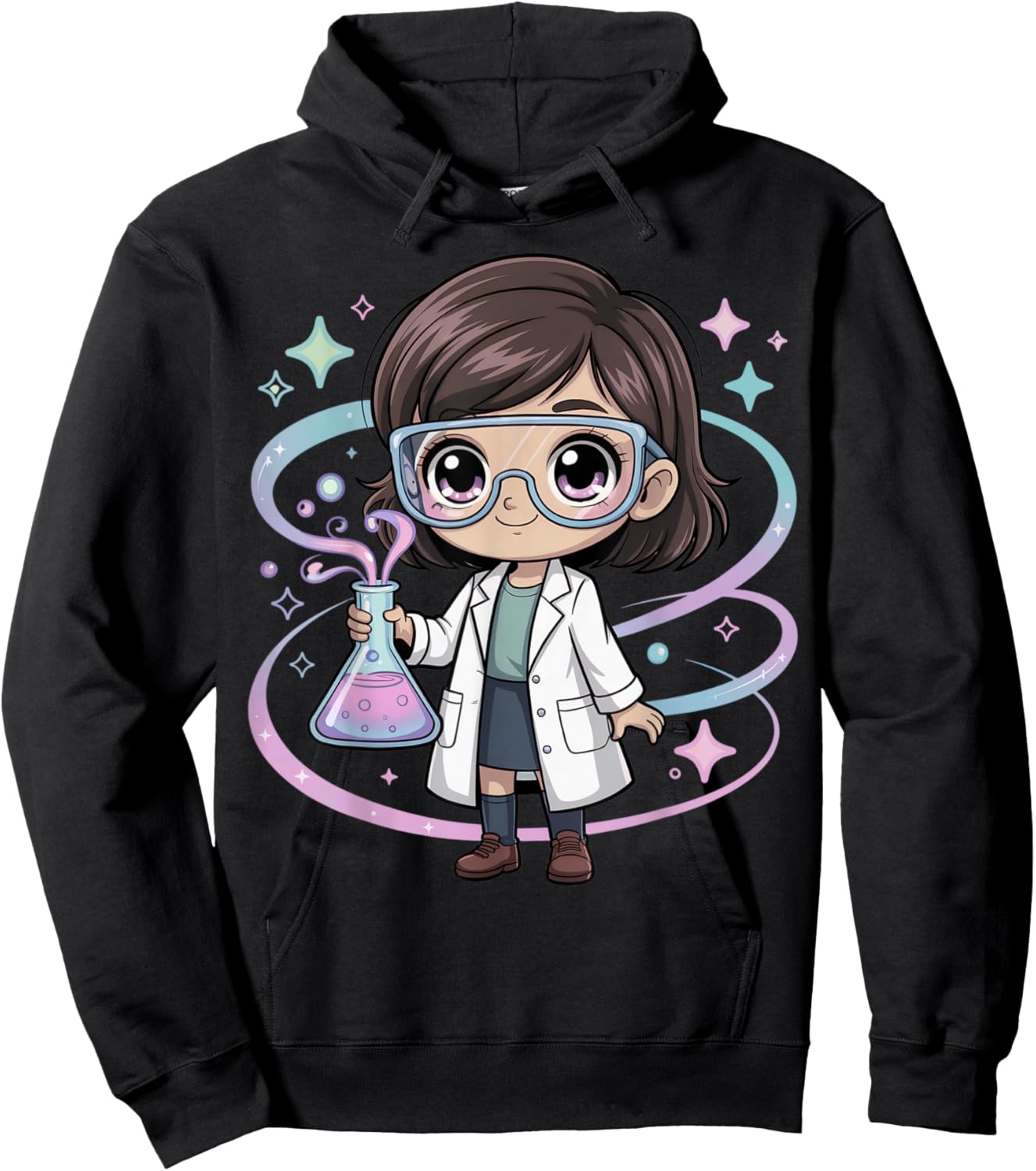 Cute Chibi Scientist Girl Design for Science and Chemistry Hoodie - Hoodie | Black