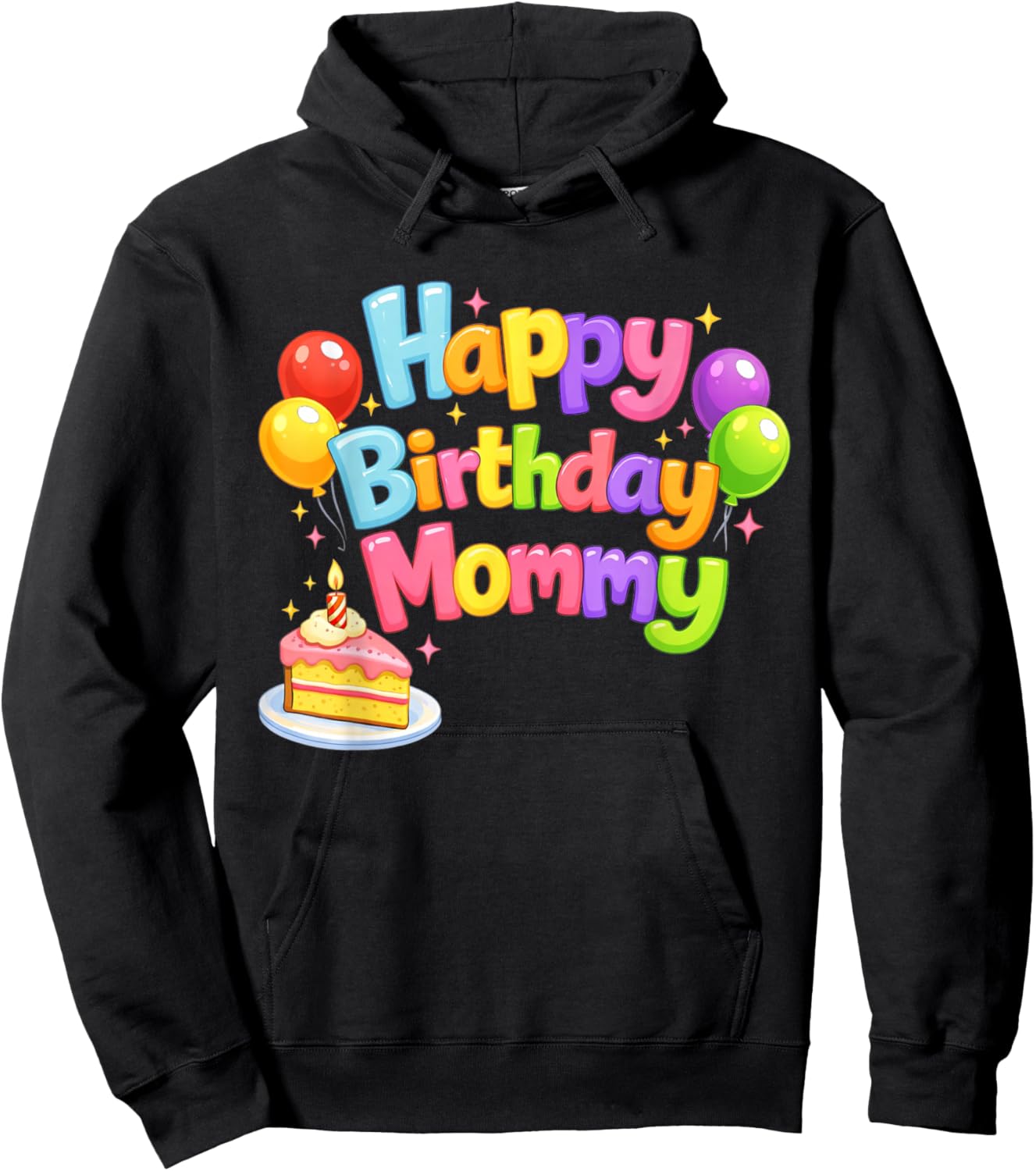 Happy Birthday Mommy Cute Toddler Retro Mom's Birthday Gift Hoodie - Hoodie | Black