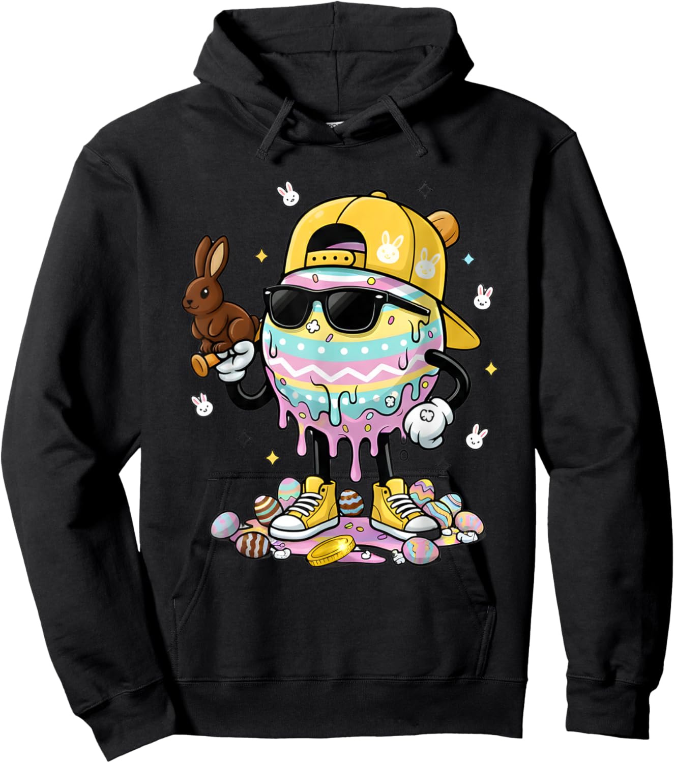 Easter Baseball Drip Easter Bunny Boys Women Hoodie - Hoodie | Black
