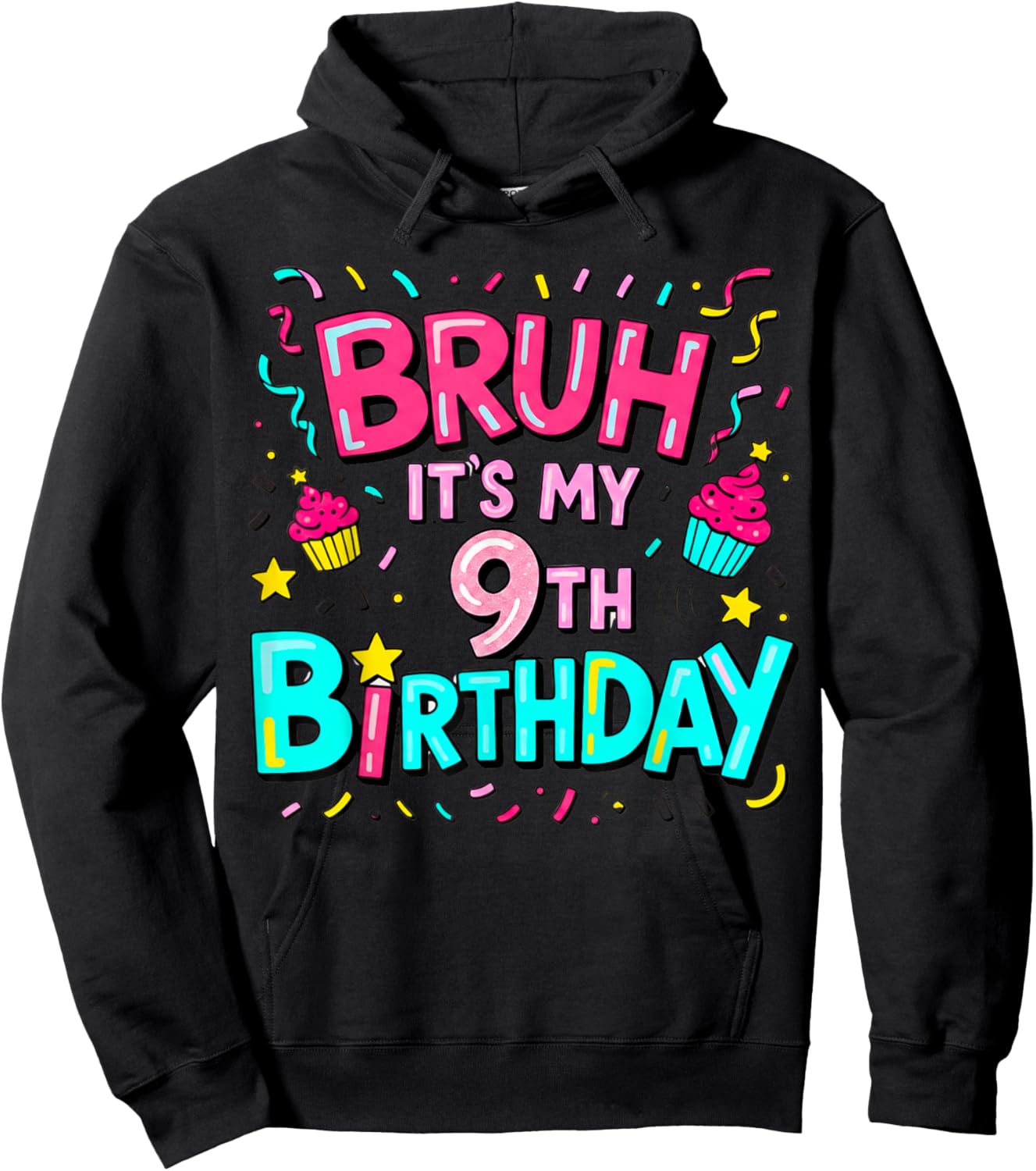 9th Birthday Girls Nine Years Old It's My 9 Bday Hoodie - Hoodie | Black