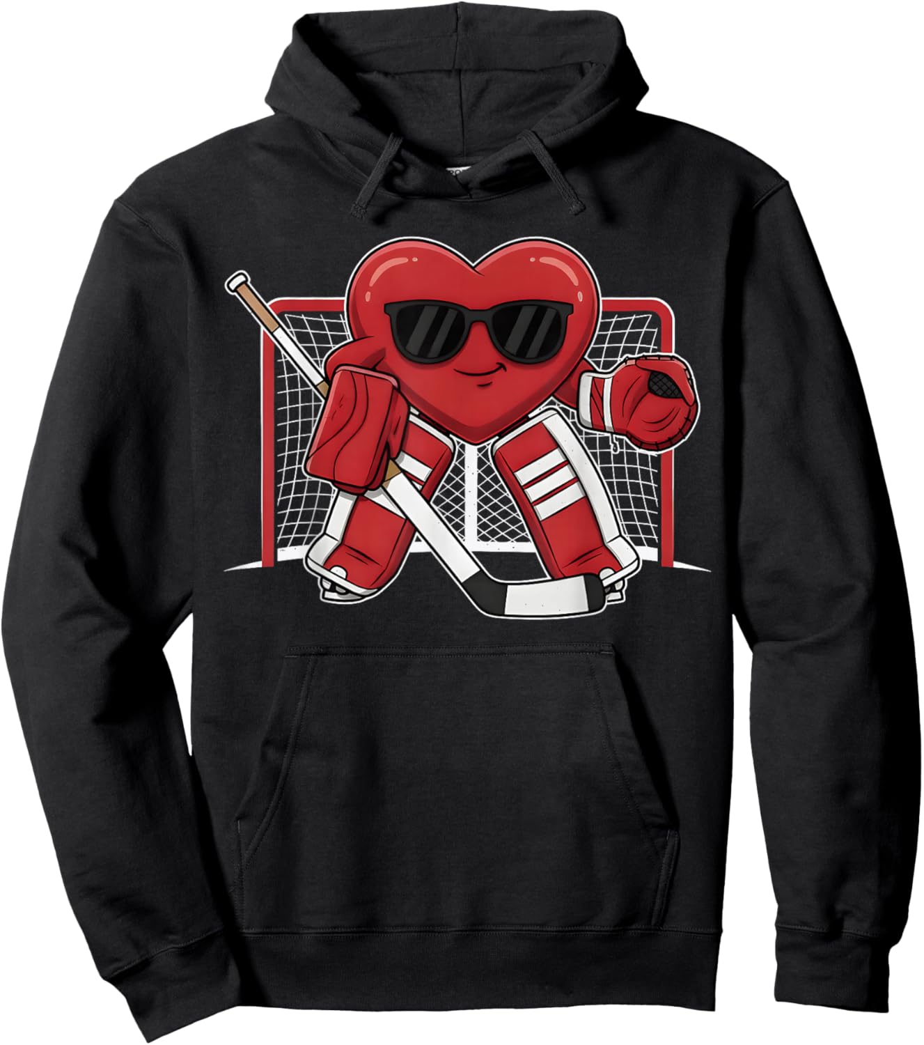 Valentines Day Heart Ice Hockey Goalie Men Boys Kids Hoodie - Hoodie | Black