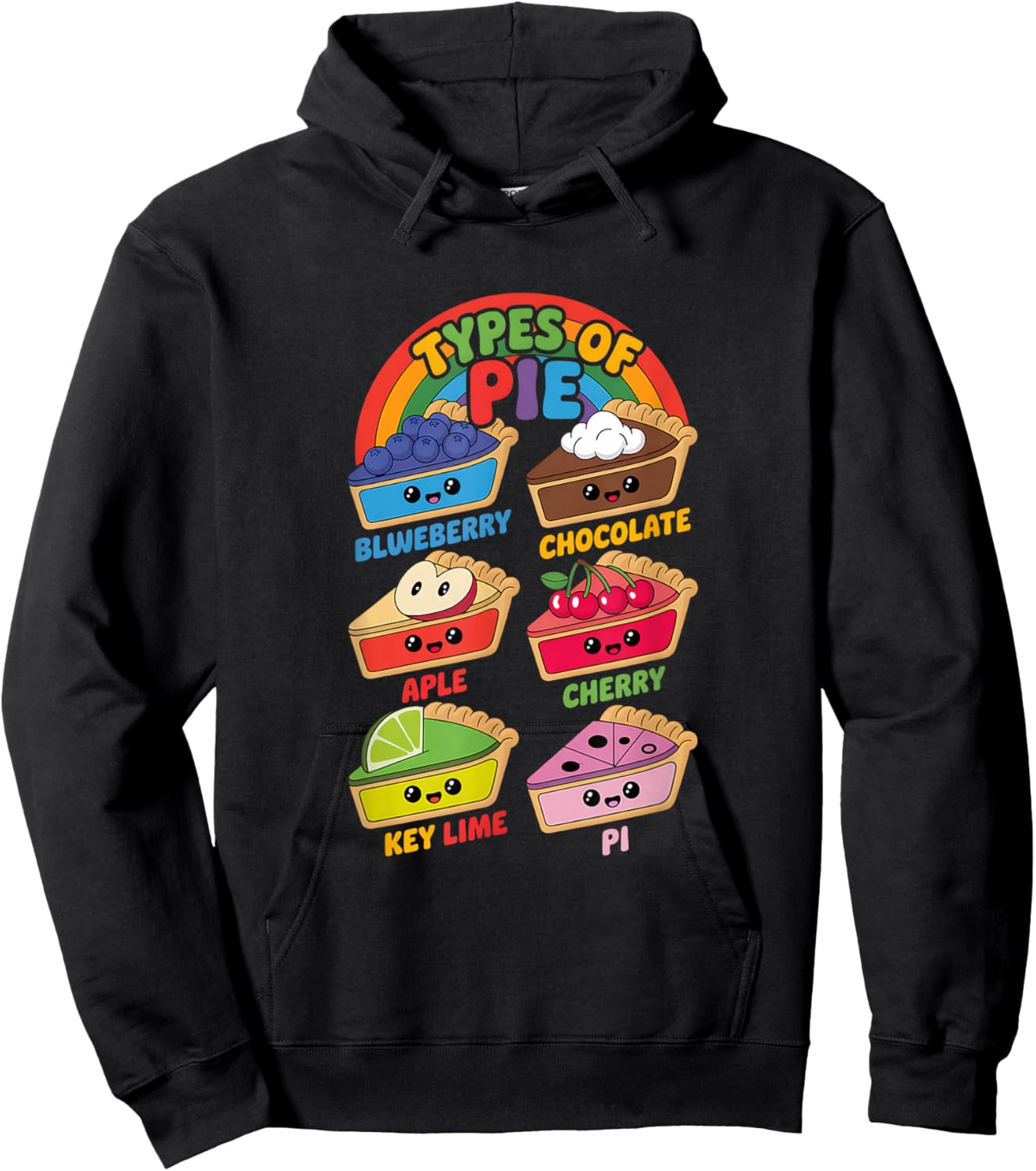 Types of Pie Funny Pi Day Math Teacher Geek 3.14 Math Pun Hoodie - Hoodie | Black