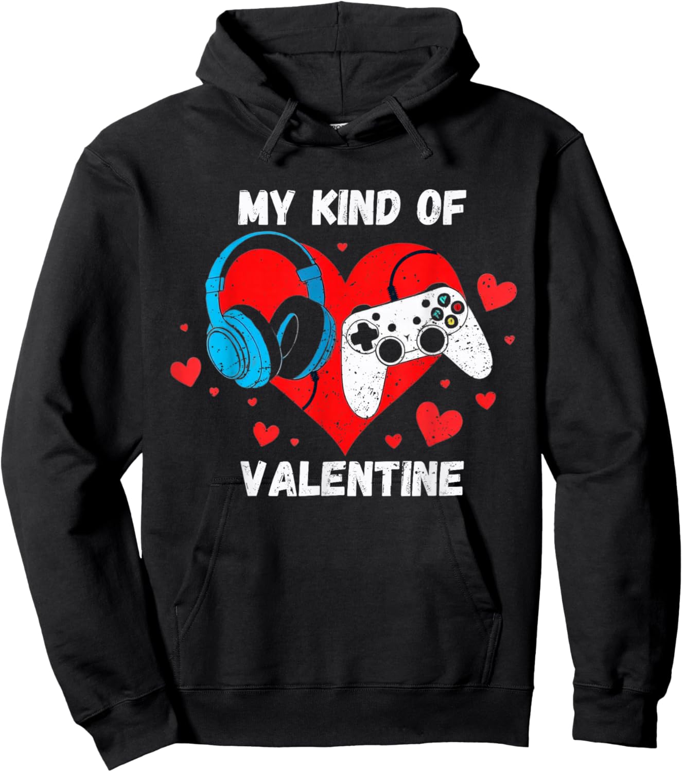 Valentines Day Gamer Heart Gaming Boys Kids Men Youth Teen Hoodie - Hoodie | Black