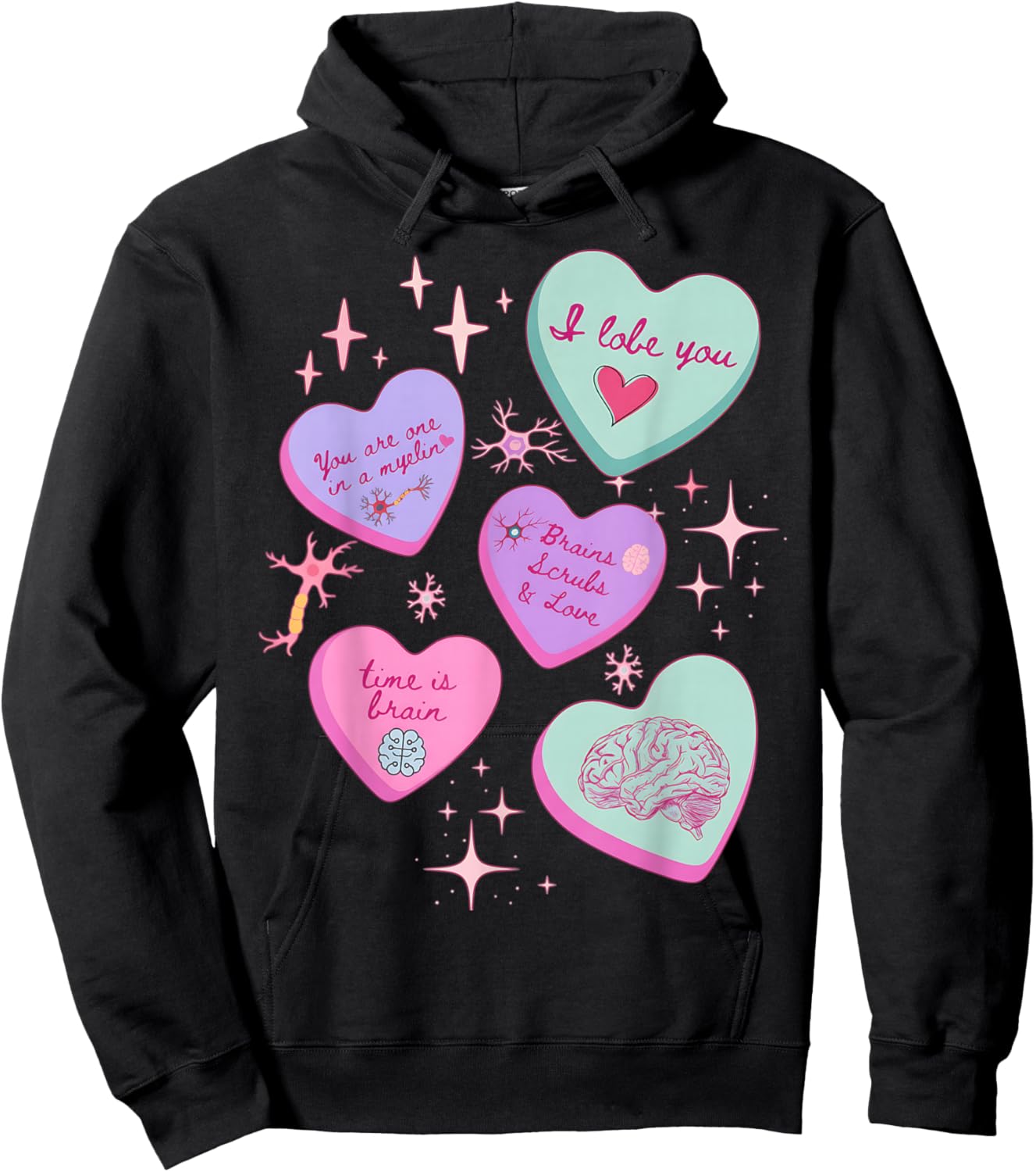 Valentine Neuro Nurse Brain Anatomy Neurology Rn Neurosc Hoodie - Hoodie | Black