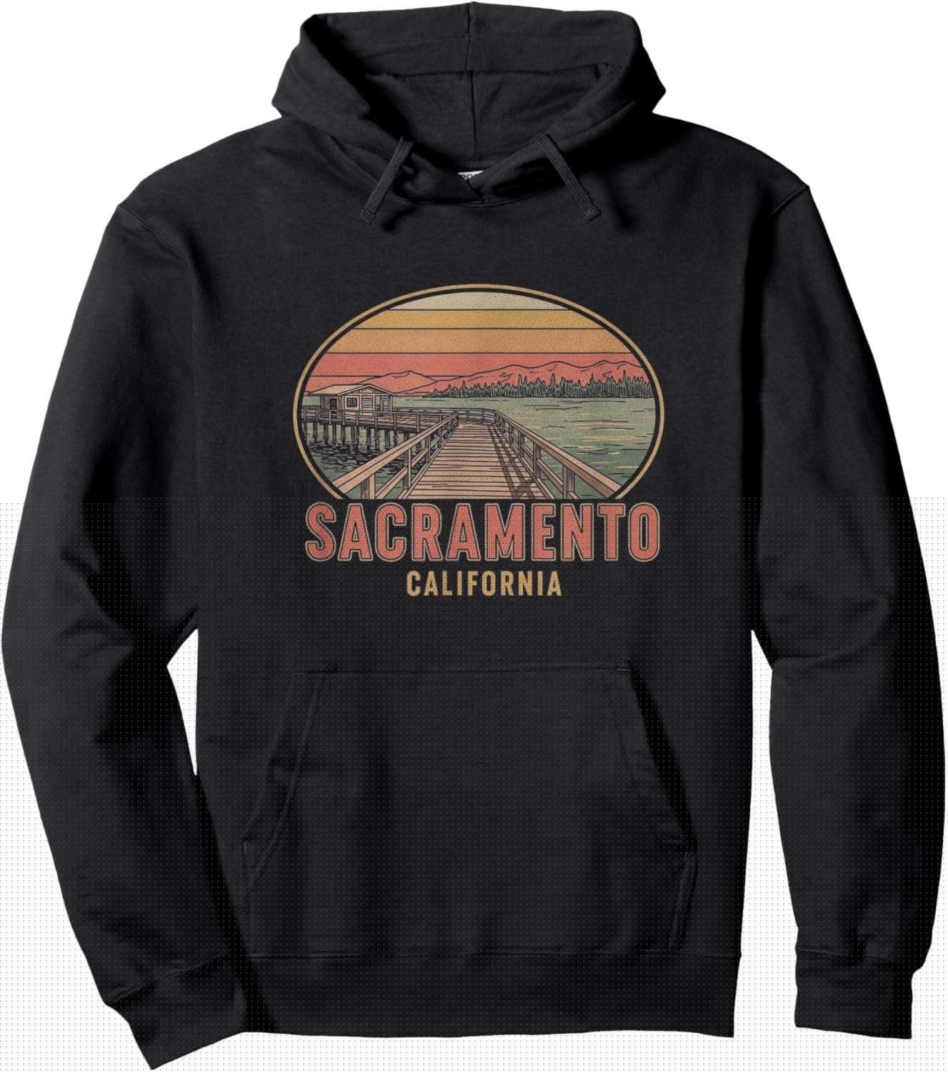 Retro Sacramento California Drawing Design Hoodie - Hoodie | Black