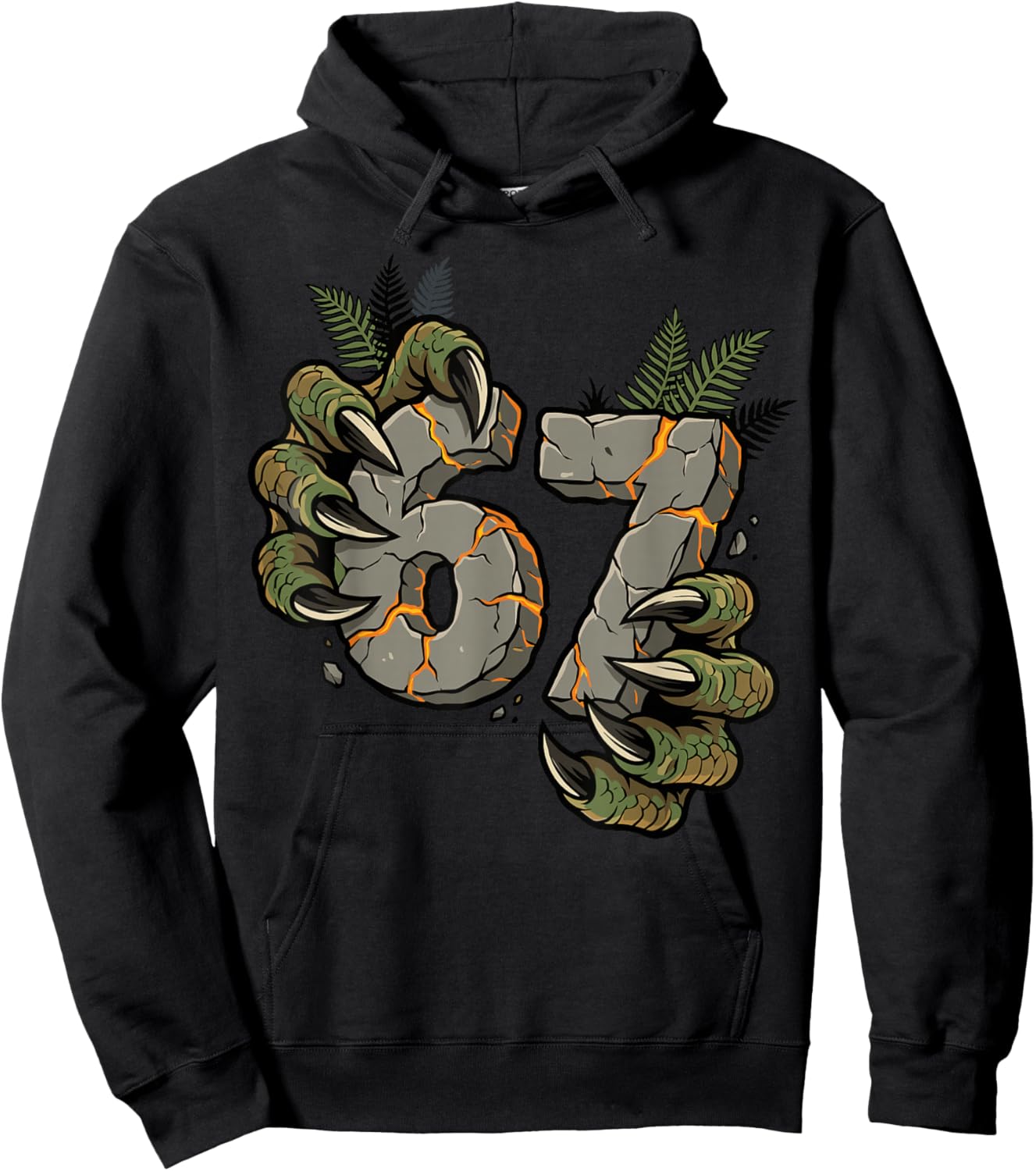 Dinosaur Claw 67 Rocky Cracked Funny Meme Hoodie - Hoodie | Black