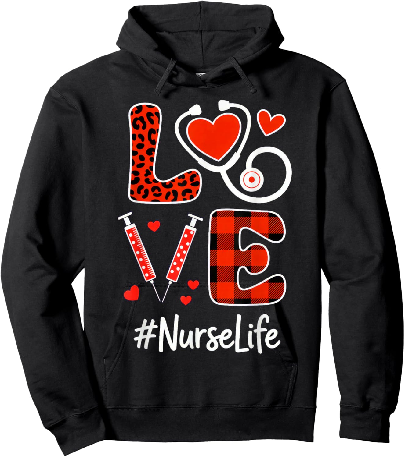 Love Nurse Life - Valentine Day Lover Hoodie - Hoodie | Black