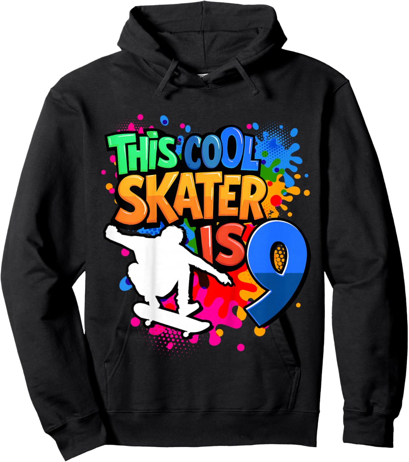 9th Birthday Skateboard - This Cool Skater is 9 Years Old Hoodie - Hoodie | Black