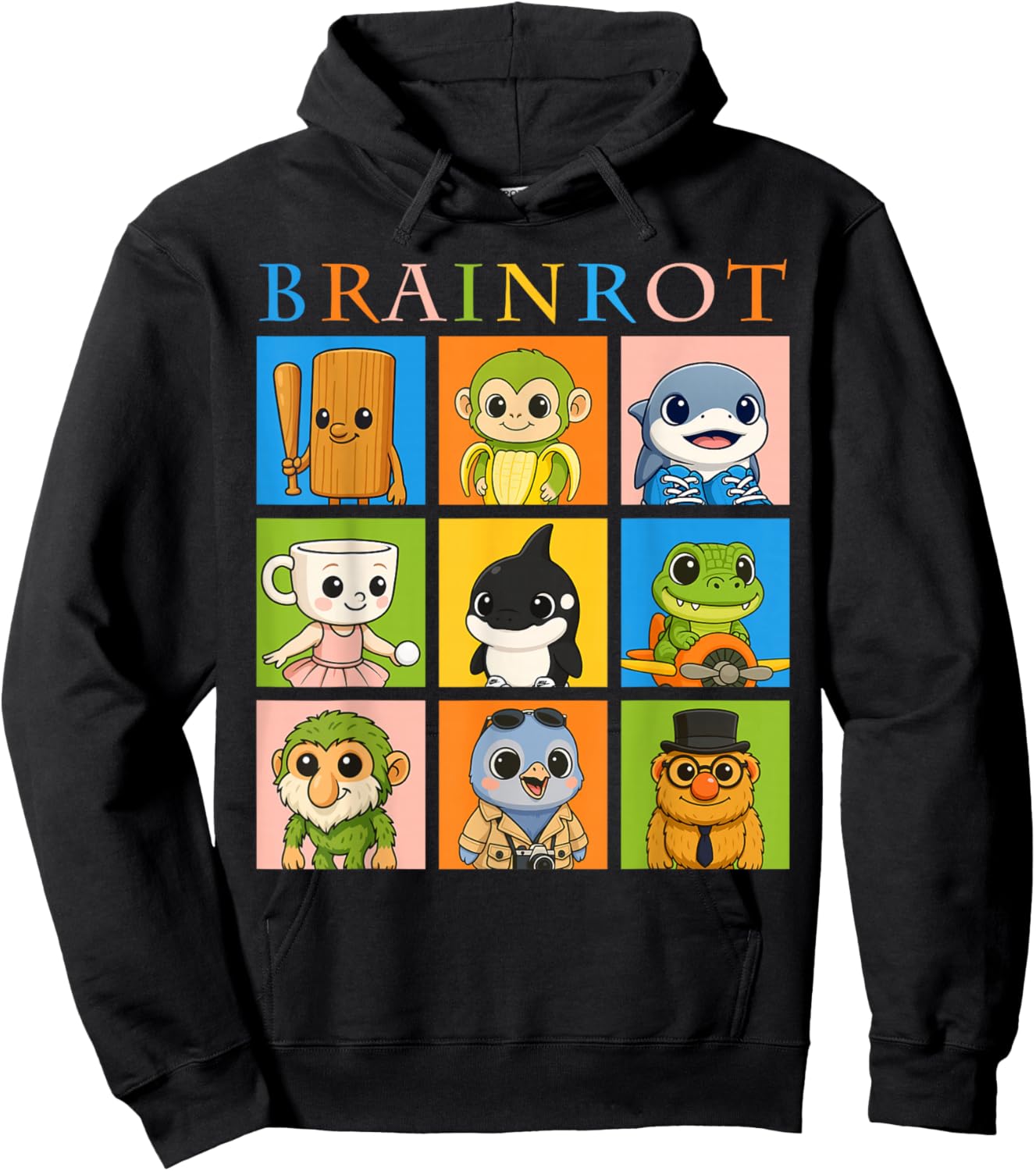 Kids Boys Brainrot Cute Animals AI Generated Meme Los Dicen Hoodie - Hoodie | Black