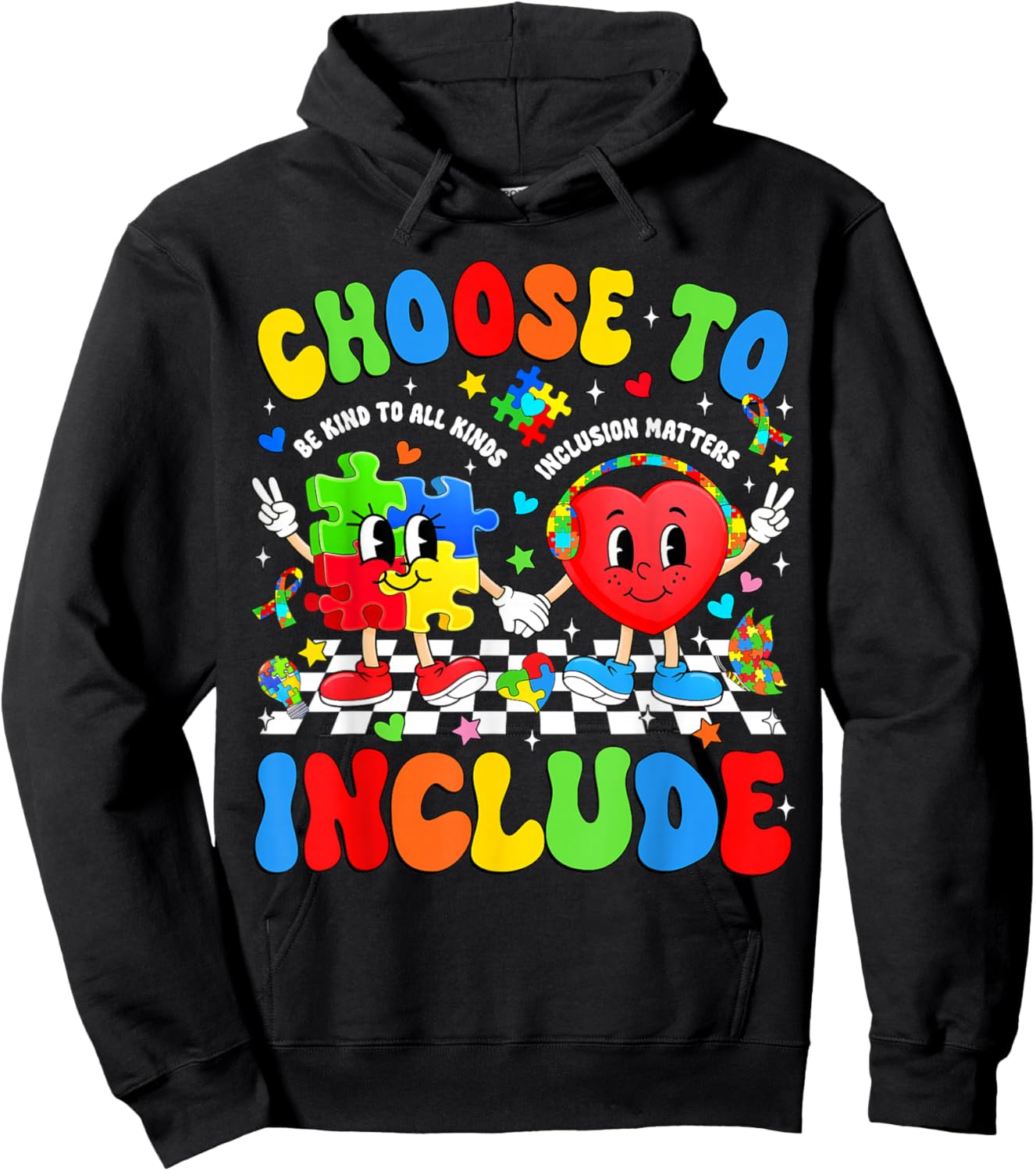 Choose to Include Inclusion Matters Autism Awareness Teacher Hoodie - Hoodie | Black