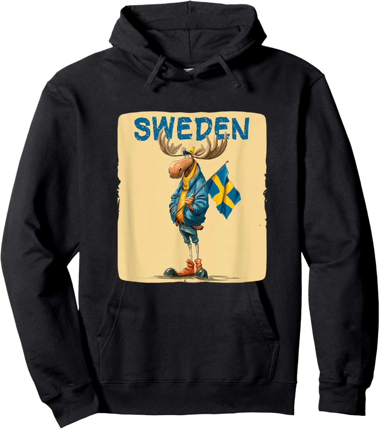 Funny Swedish Moose with Sweden Colors Costume Hoodie - Hoodie | Black