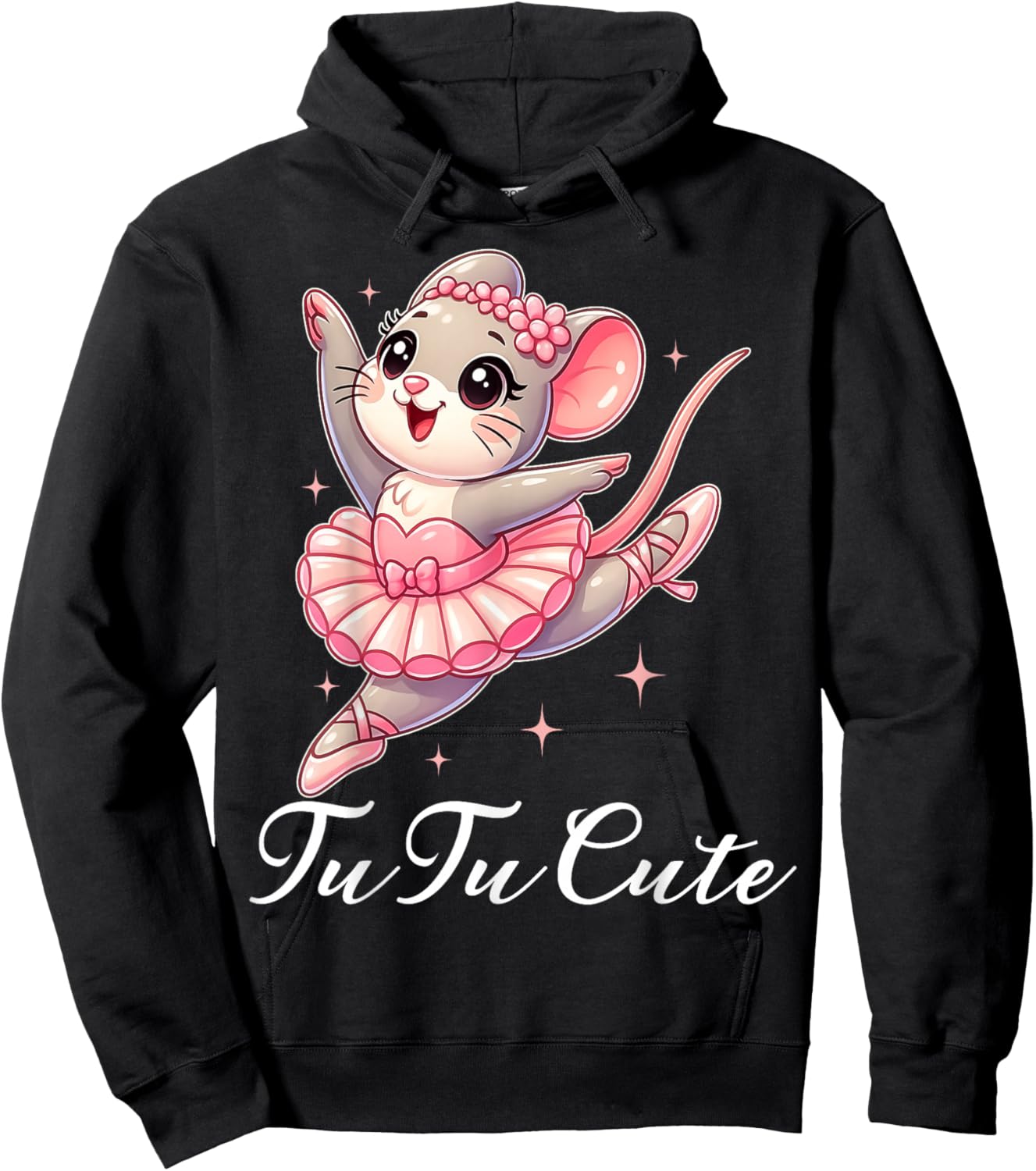 Tu Tu Cute Tiny Funny Kawaii Dancing Mouse Fun Ballerina Hoodie - Hoodie | Black