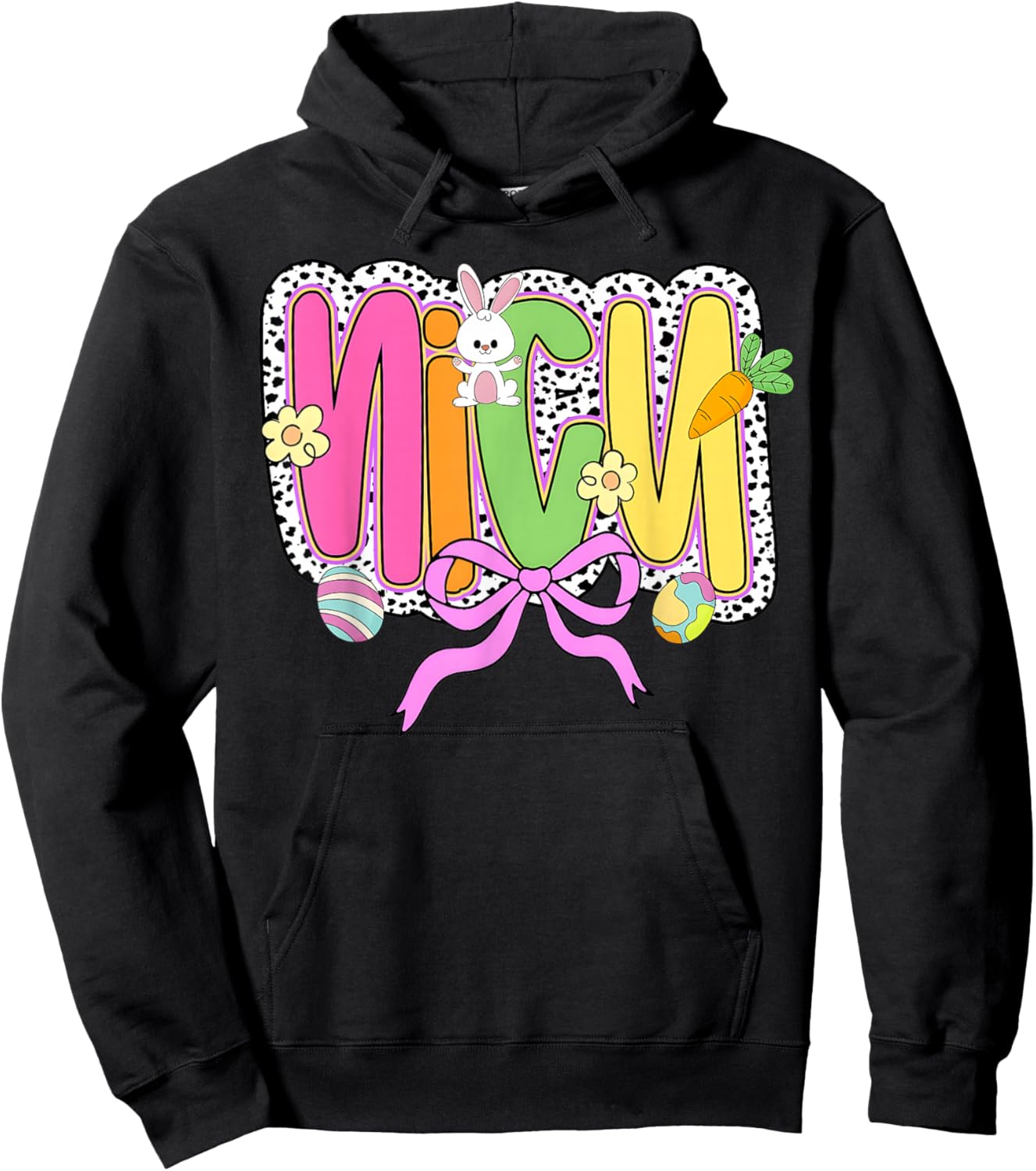 Happy Easter NICU Nurse Coquette Bow Bunny Eggs Women Hoodie - Hoodie | Black