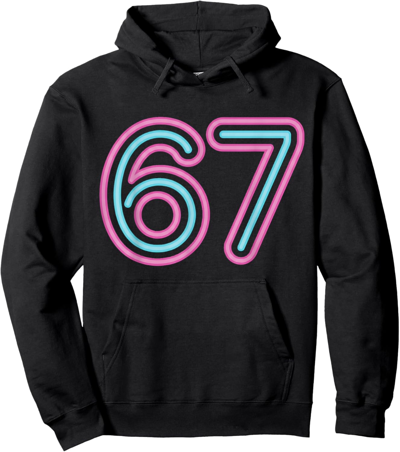 67 Pink and Blue Retro Glow Hoodie - Hoodie | Black