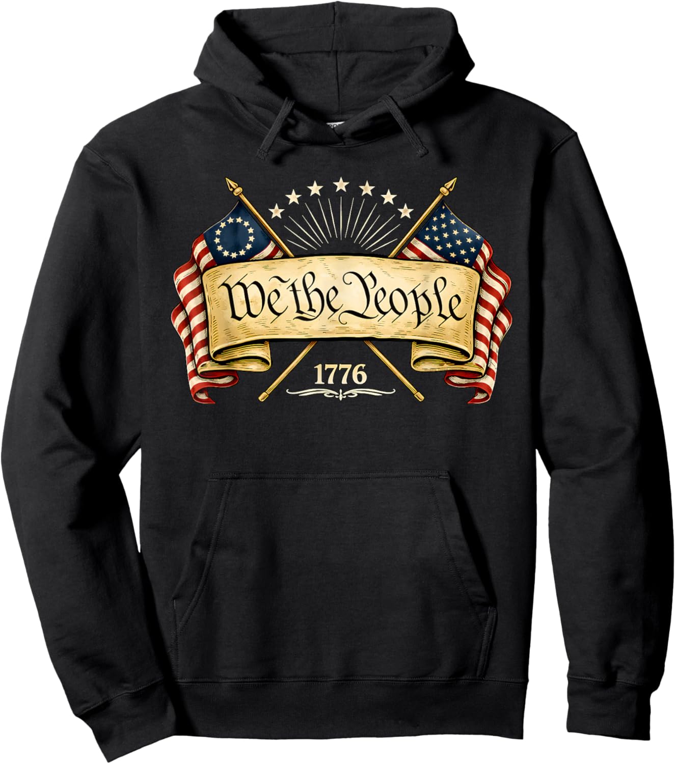 Patriotic Two Flags 1776 2026 We The People Hoodie - Hoodie | Black