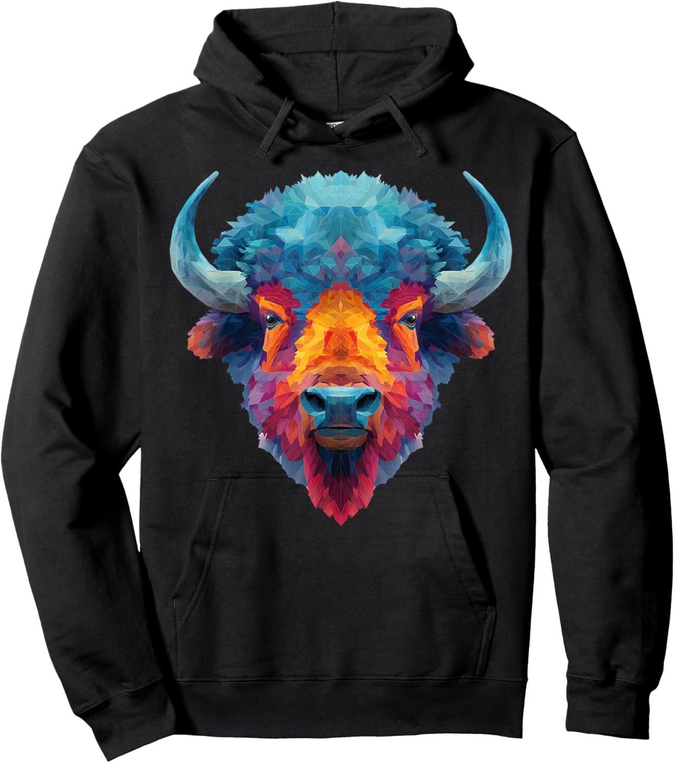 Bison Buffalo Colorful Art Graphic Hoodie - Hoodie | Black