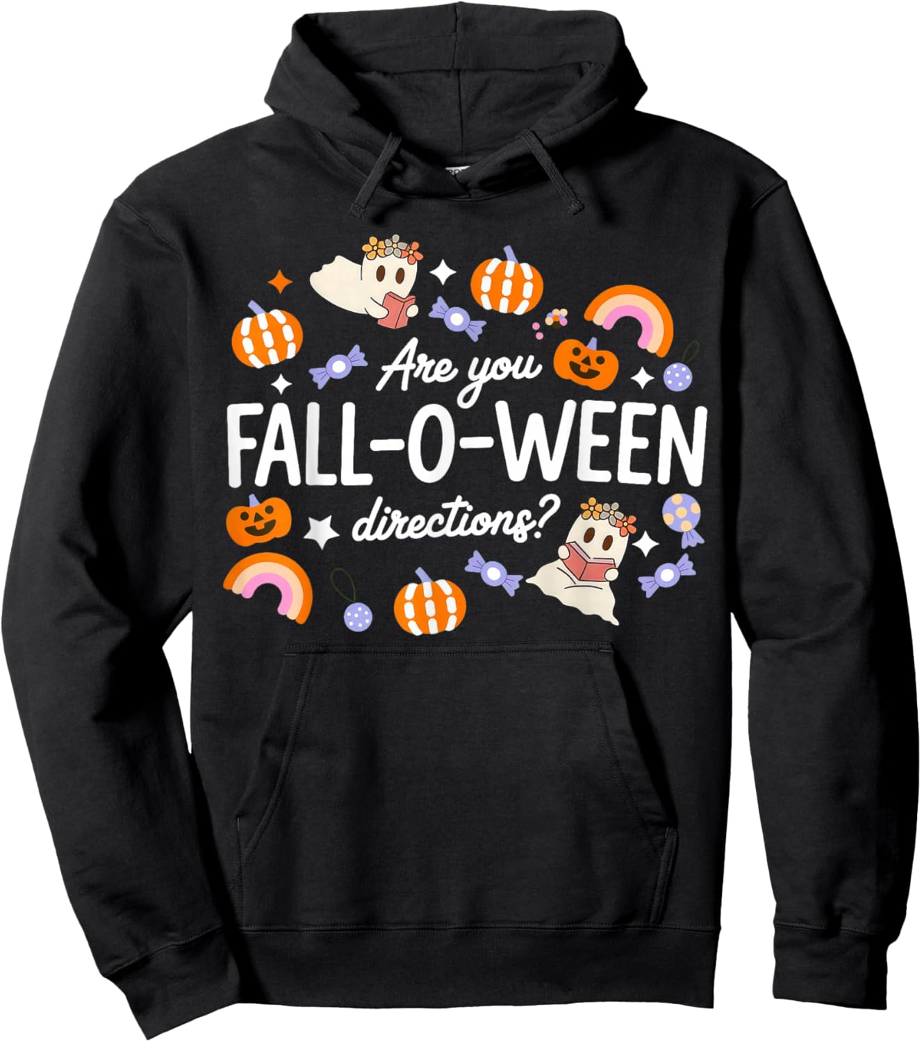 are You Fall O Ween Directions Halloween Teacher Ghosts Hoodie - Hoodie | Black