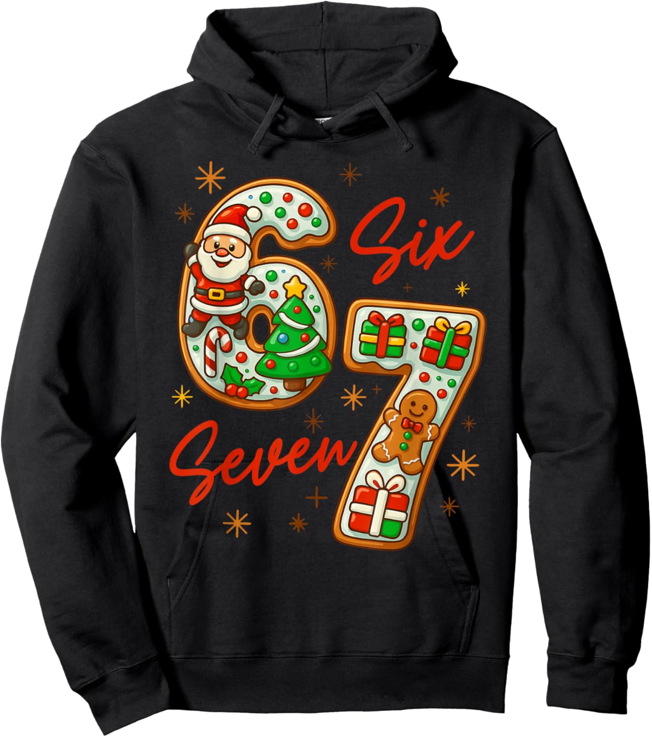 67 Christmas Trending Meme Saying 6 7 Meme Costume Xmas Hoodie - Hoodie | Black