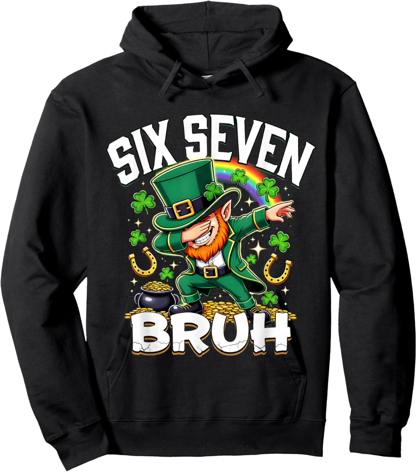 Bruh St Patricks Day Six Seven Kids Boys Men Women 67 Meme Hoodie - Hoodie | Black