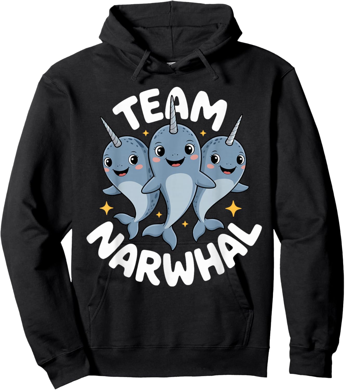 Whale Retro Vivid Sweet Cool Vibrant ICY Northern Narwhal Hoodie - Hoodie | Black