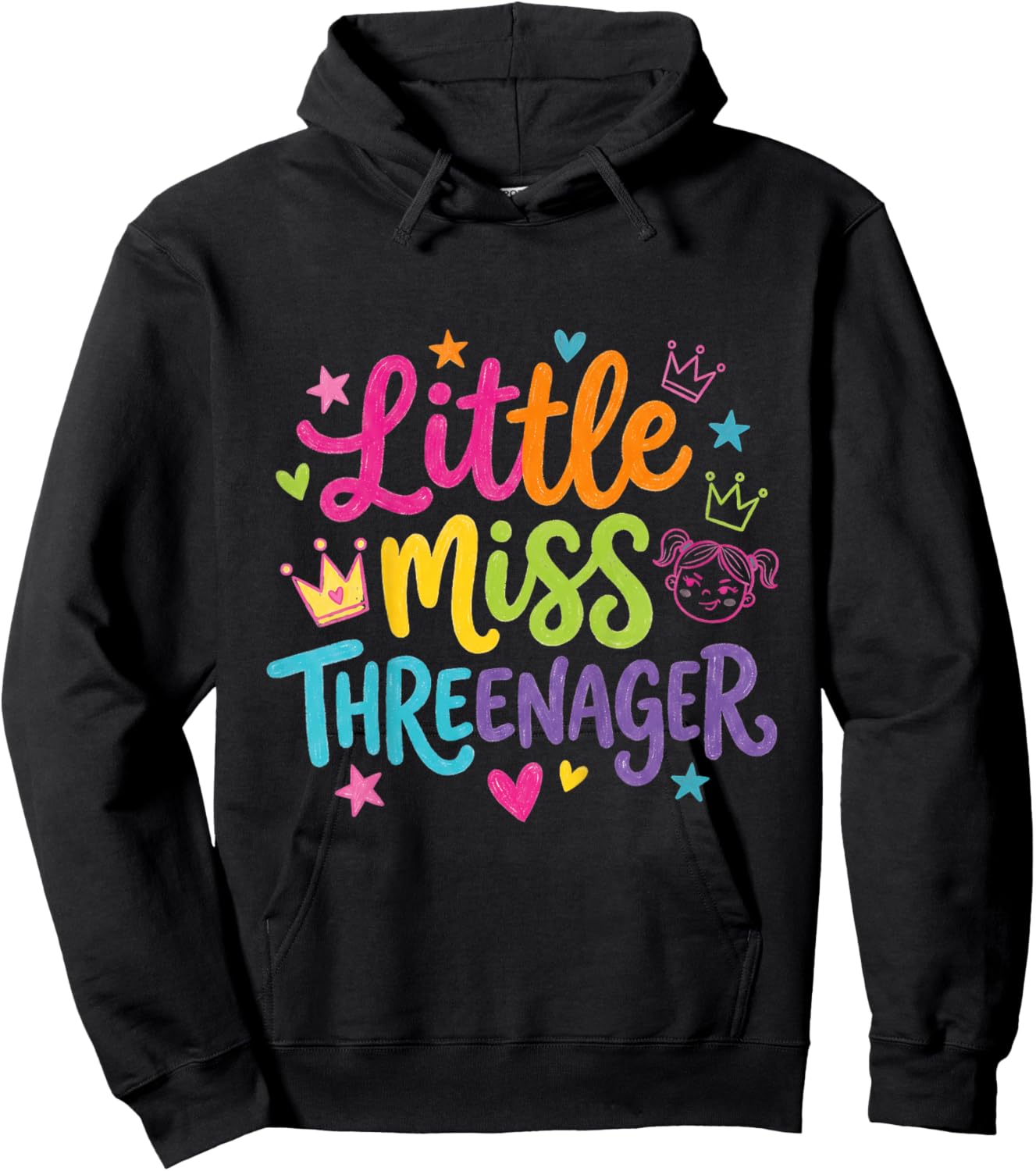 3rd Birthday Girl Sassy Toddler Little Miss Threenager Hoodie - Hoodie | Black